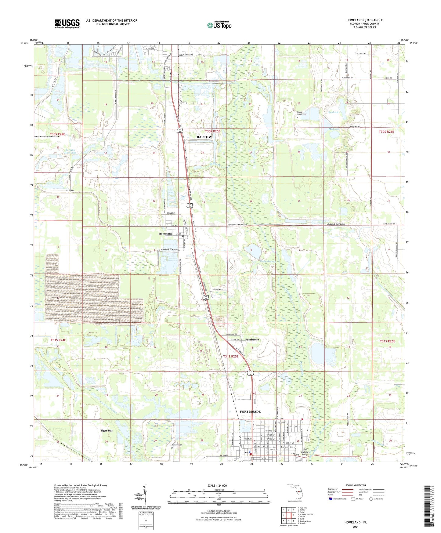 Homeland Florida US Topo Map Image