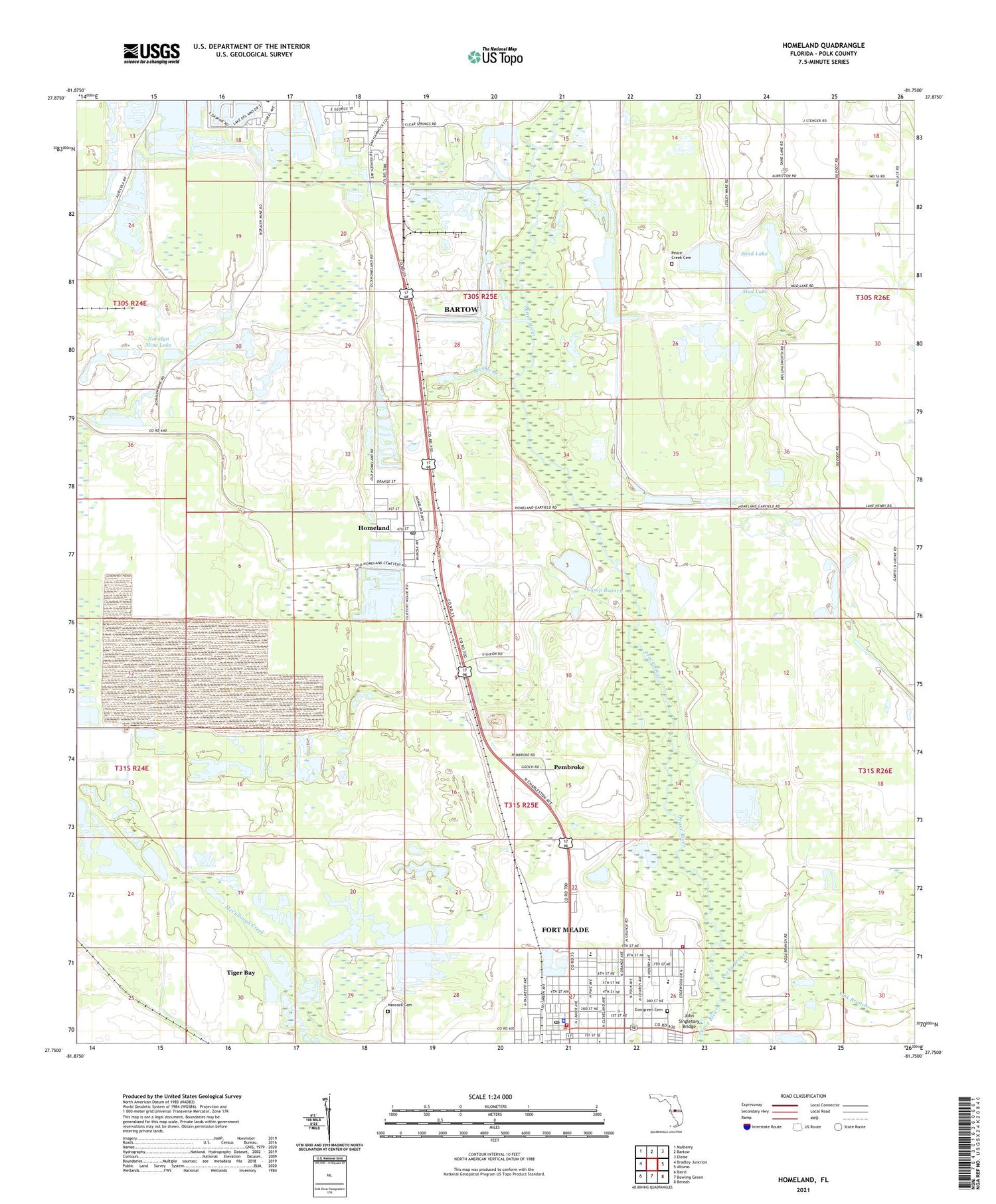 Homeland Florida US Topo Map Image