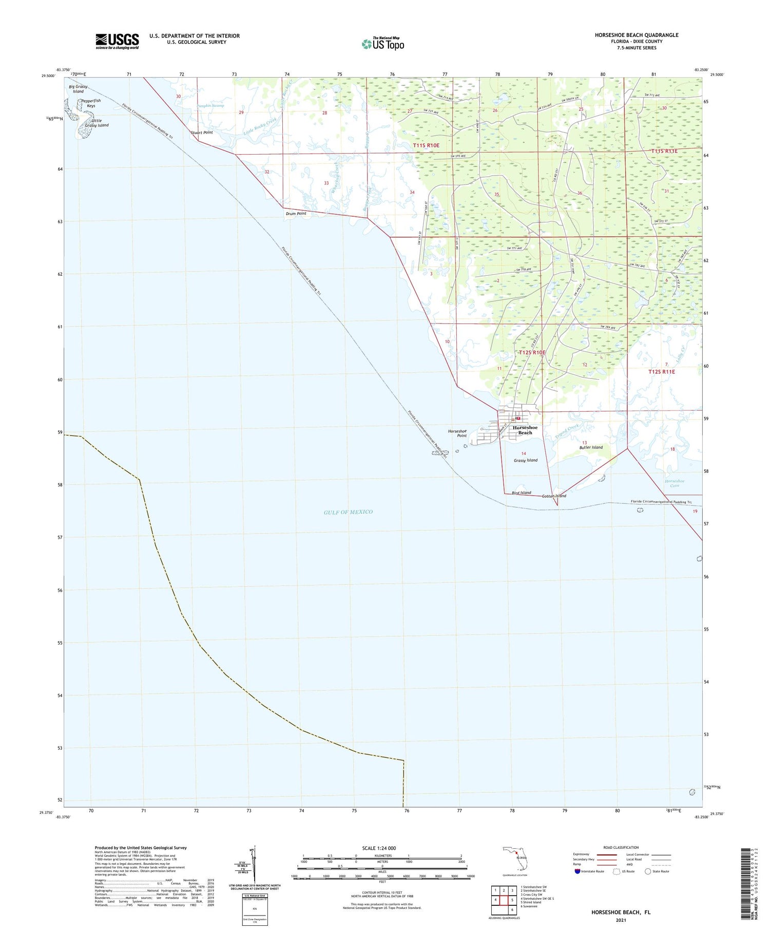 Horseshoe Beach Florida US Topo Map Image
