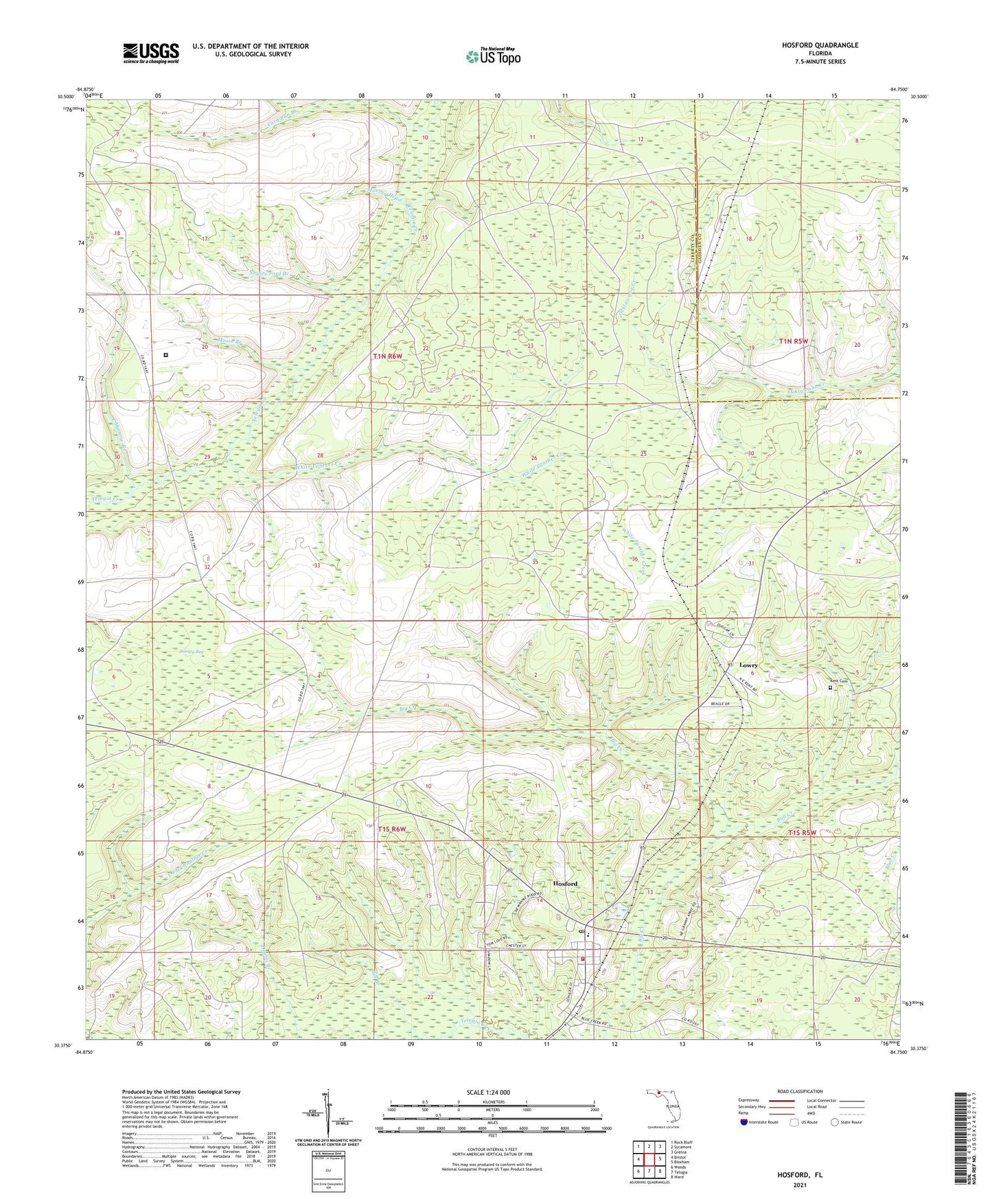 Hosford Florida US Topo Map Image