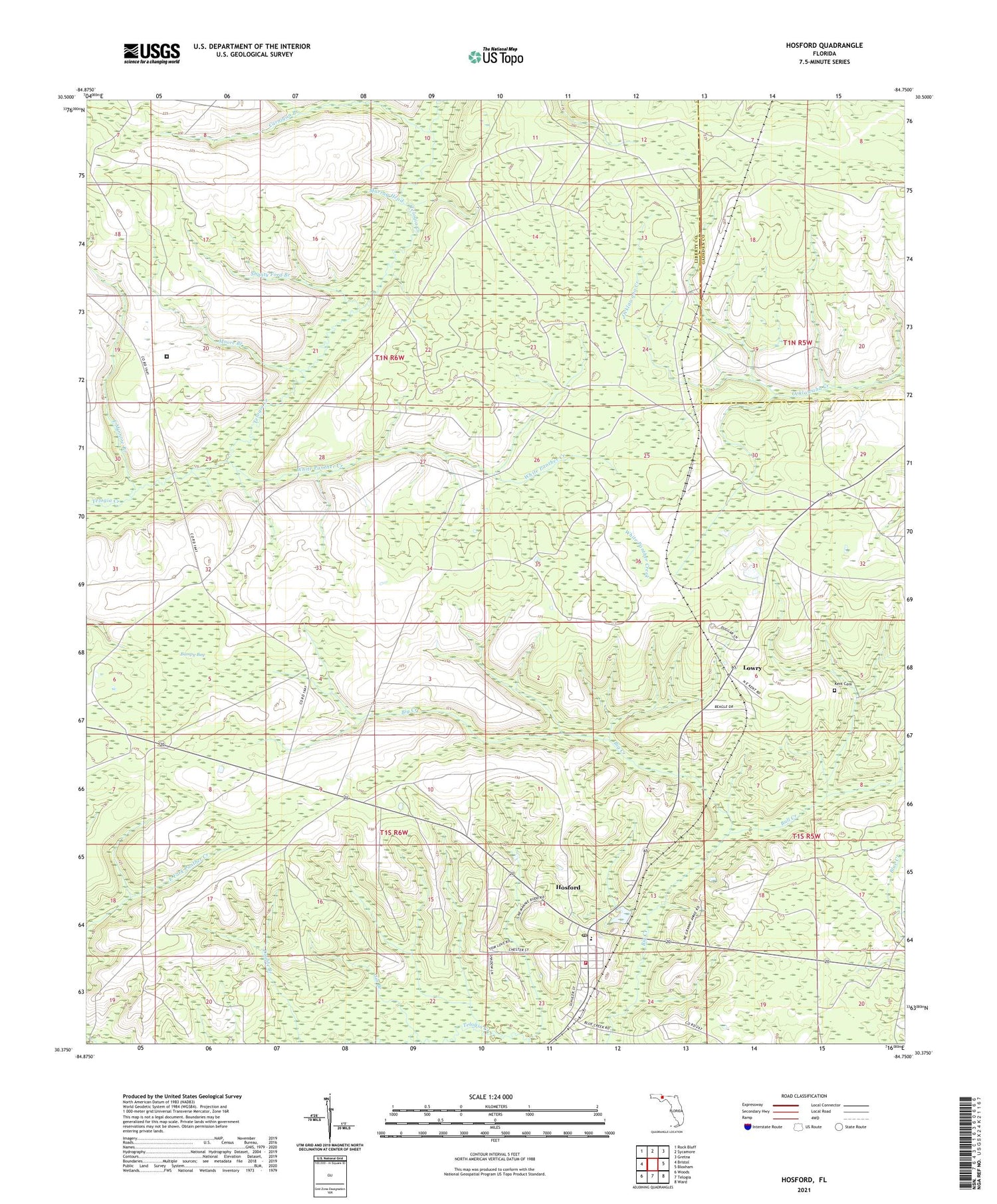Hosford Florida US Topo Map Image