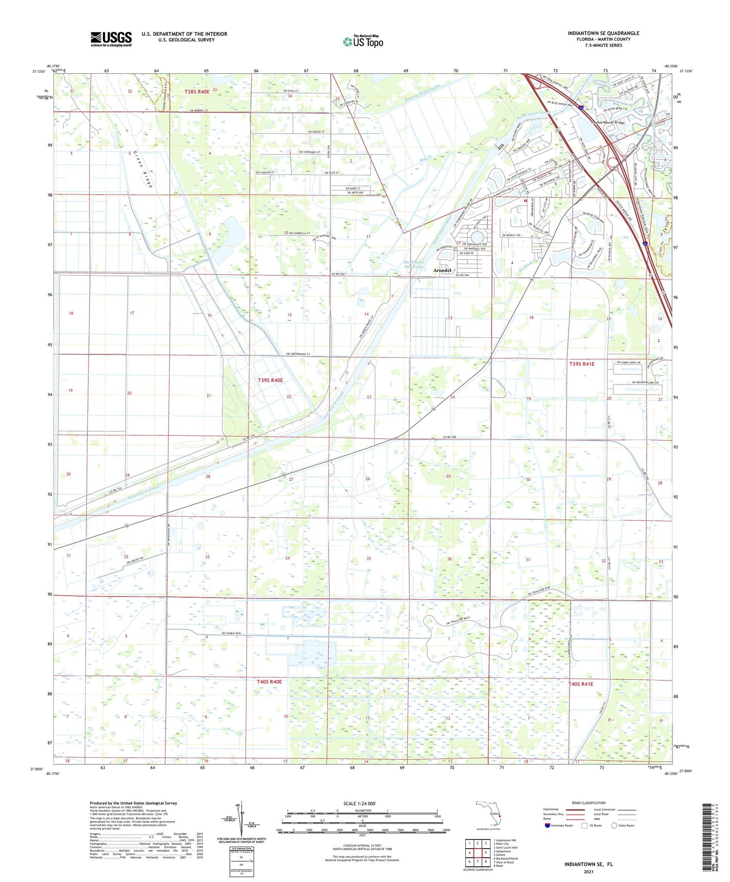 Indiantown SE Florida US Topo Map Image