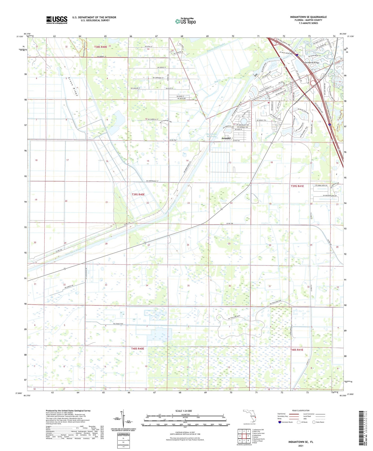 Indiantown SE Florida US Topo Map Image