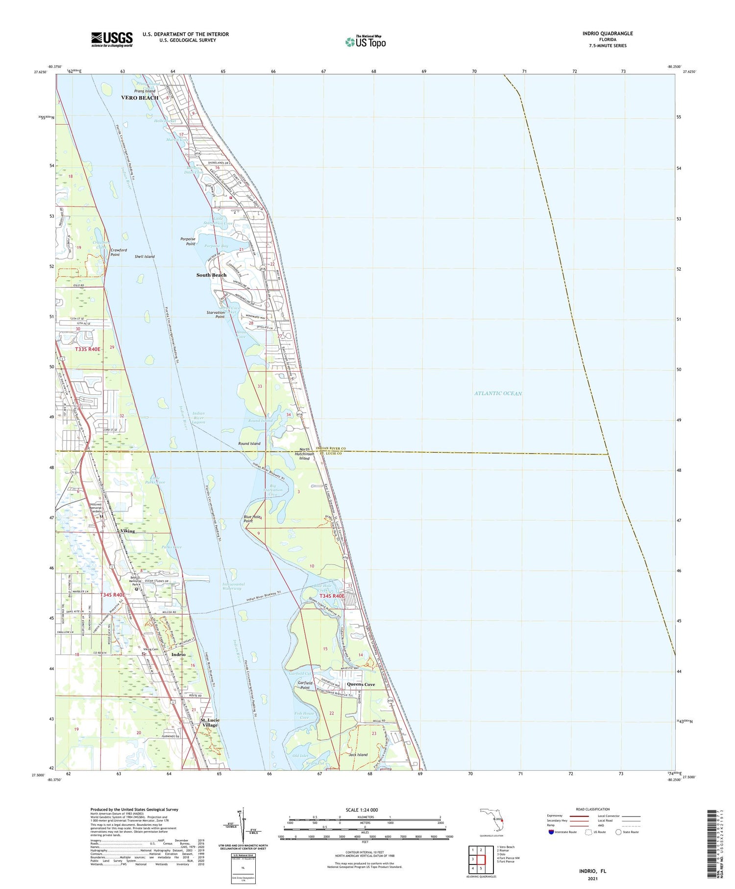 Indrio Florida US Topo Map Image