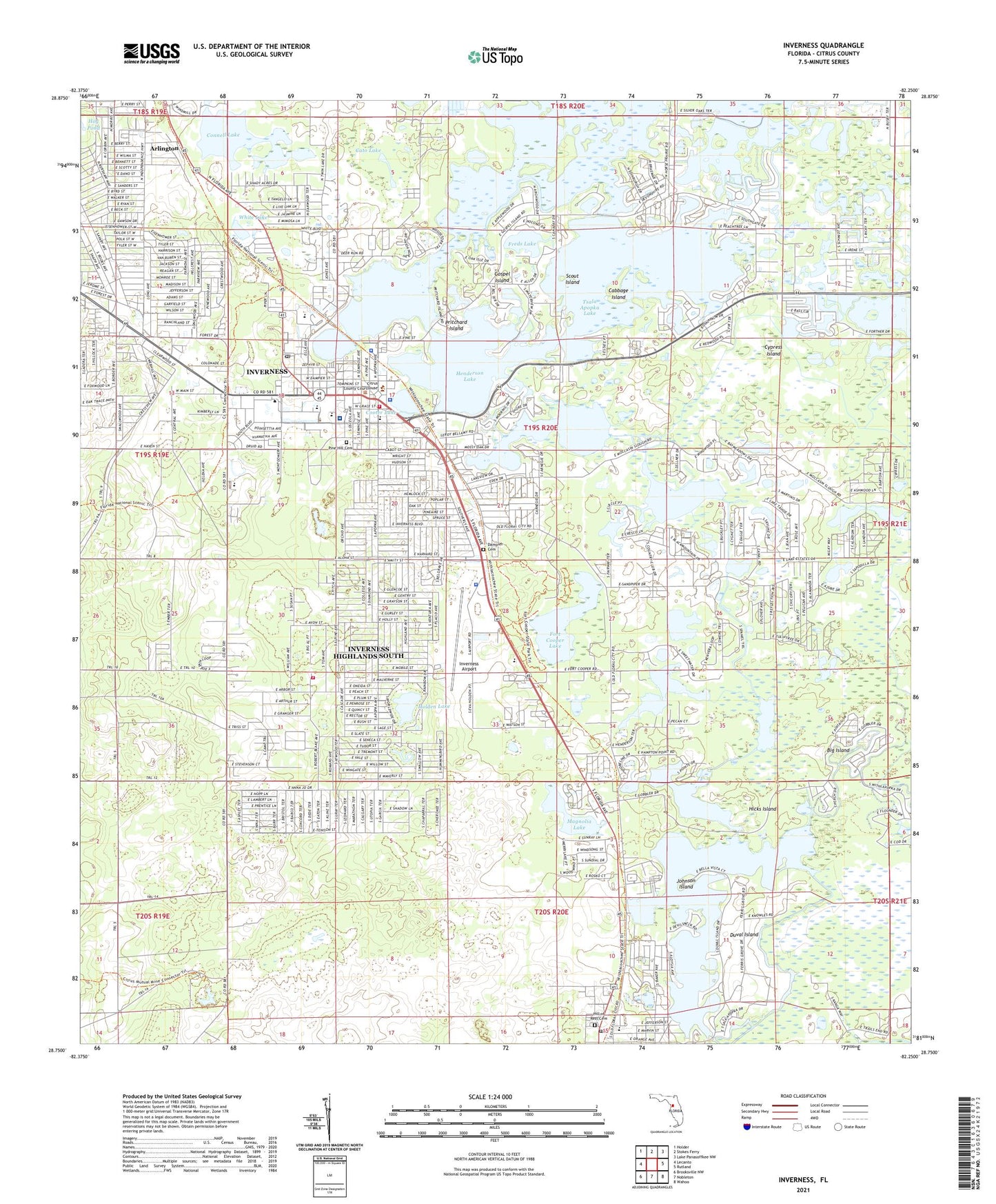 Inverness Florida US Topo Map Image