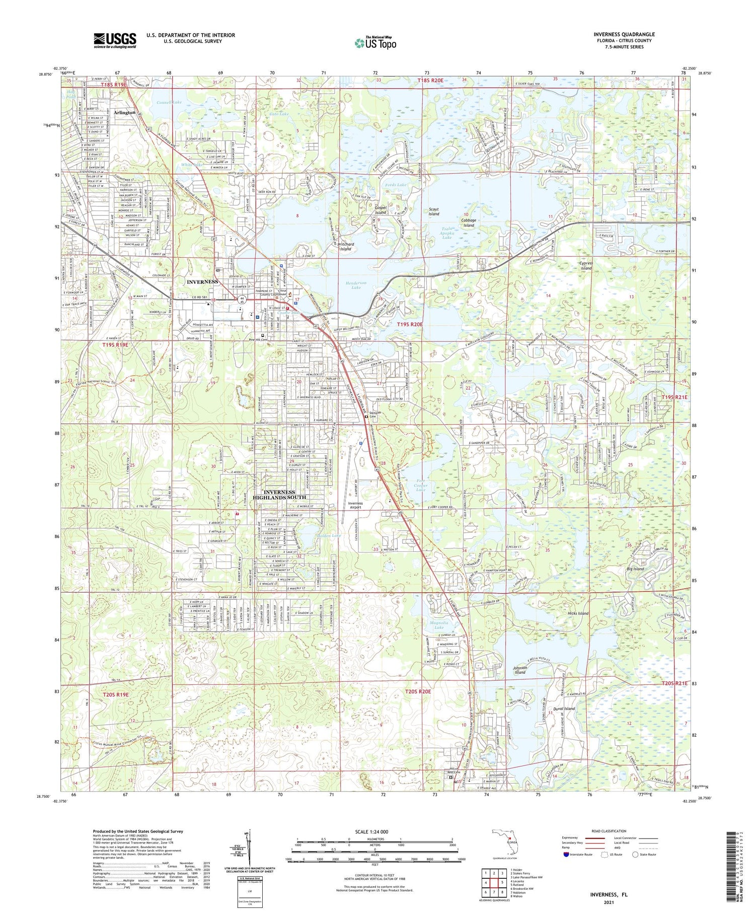 Inverness Florida US Topo Map Image