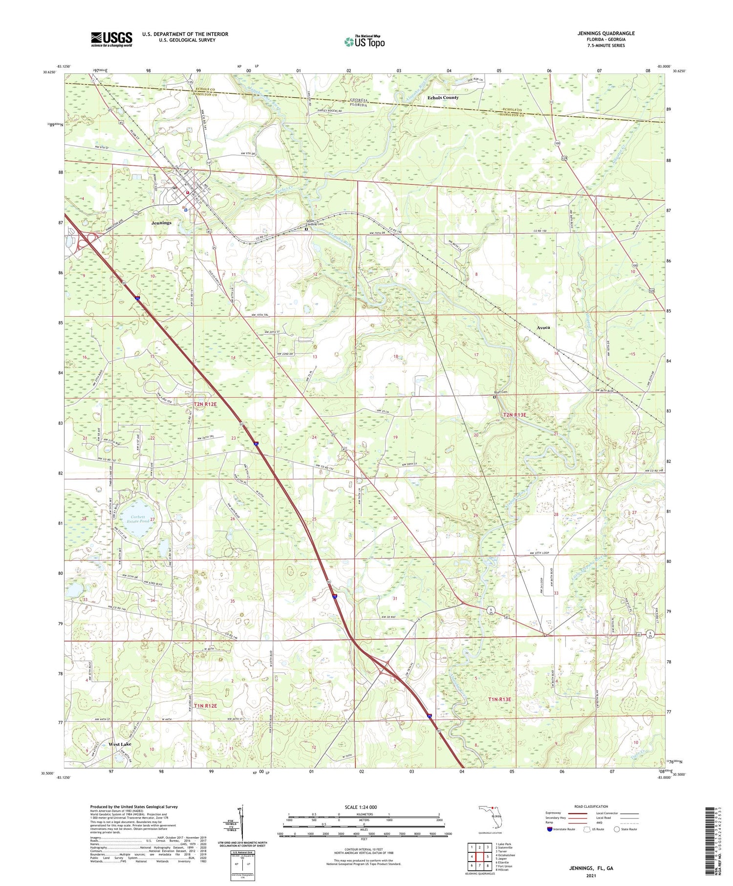 Jennings Florida US Topo Map Image