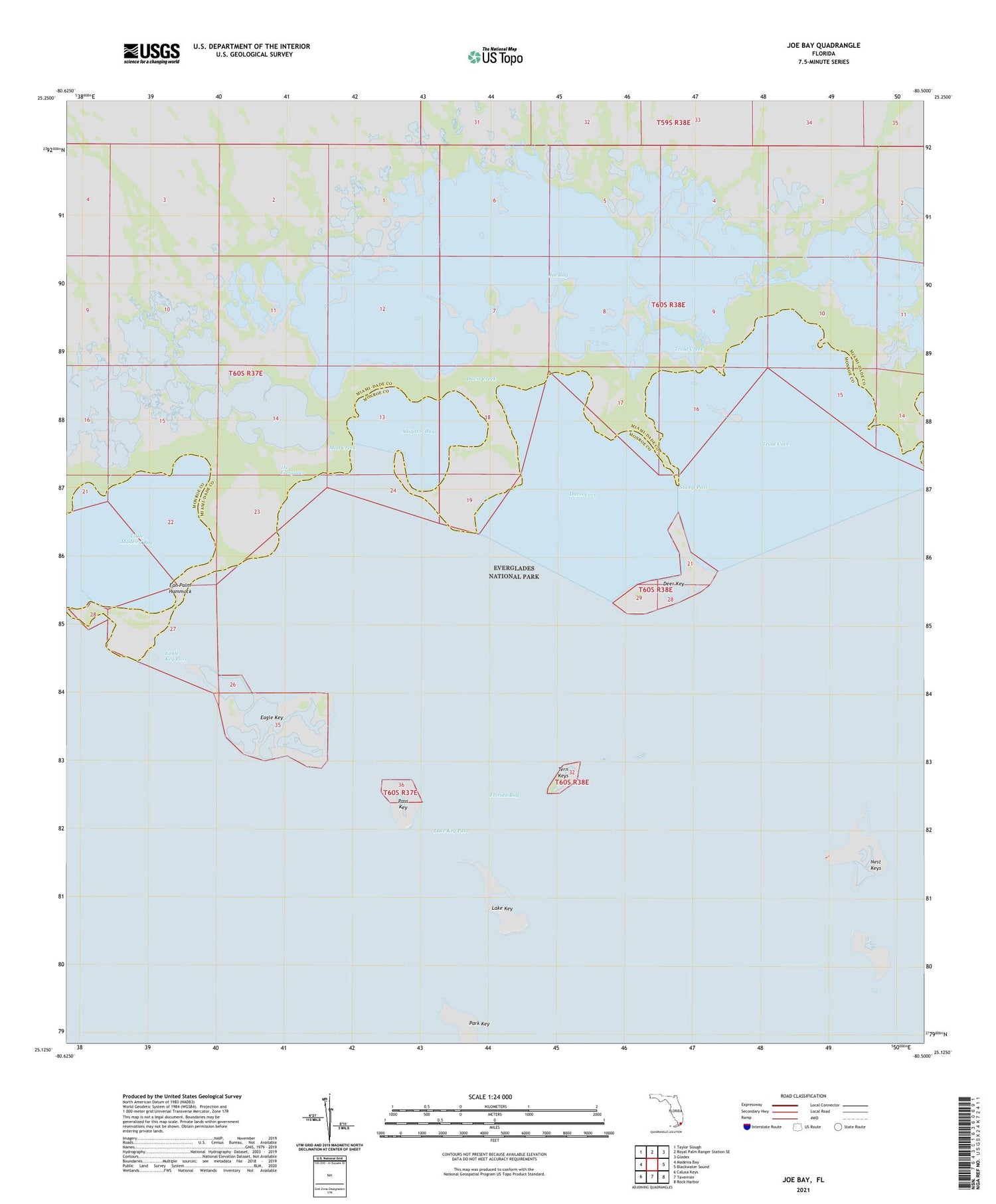 Joe Bay Florida US Topo Map Image