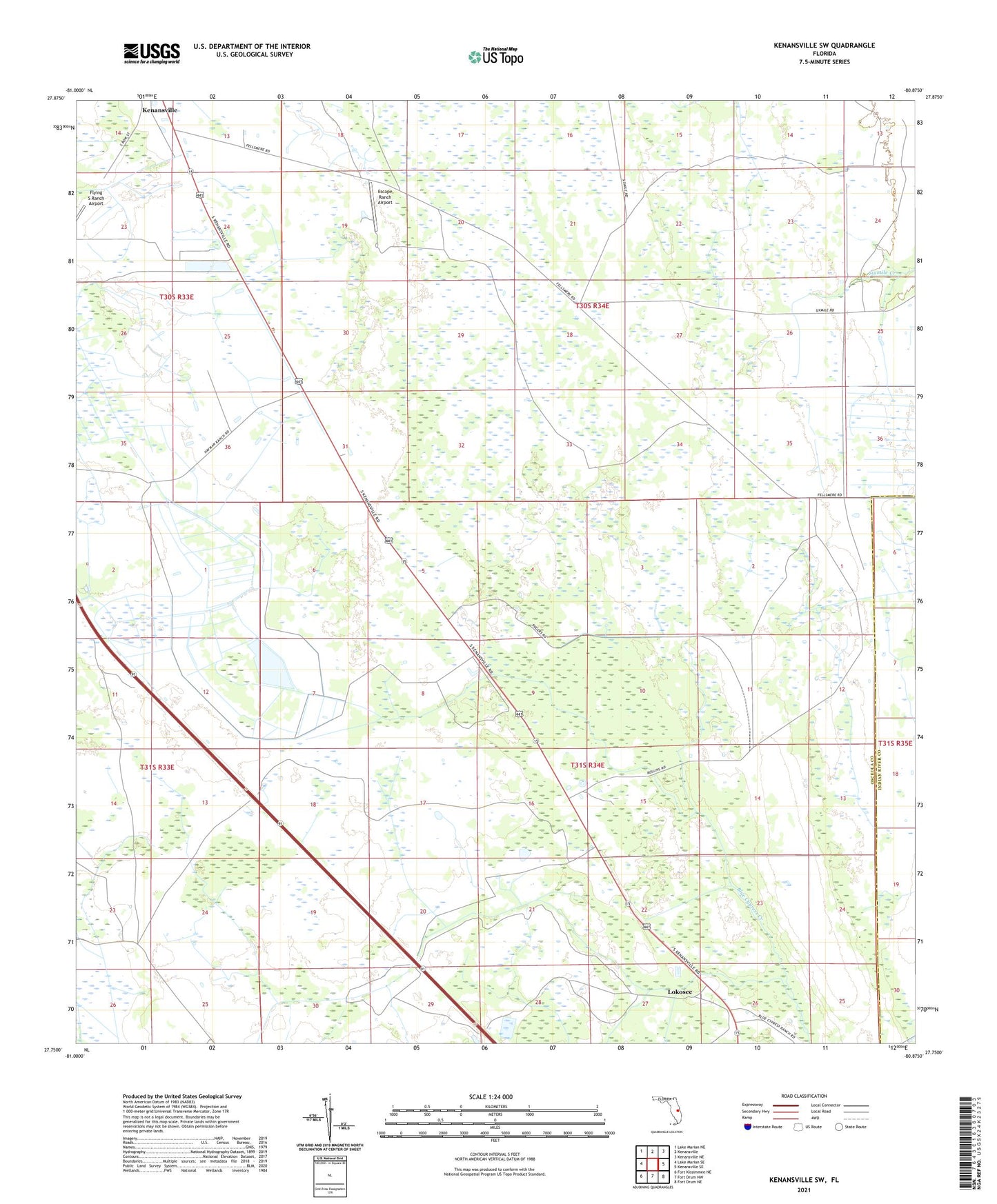 Kenansville SW Florida US Topo Map Image