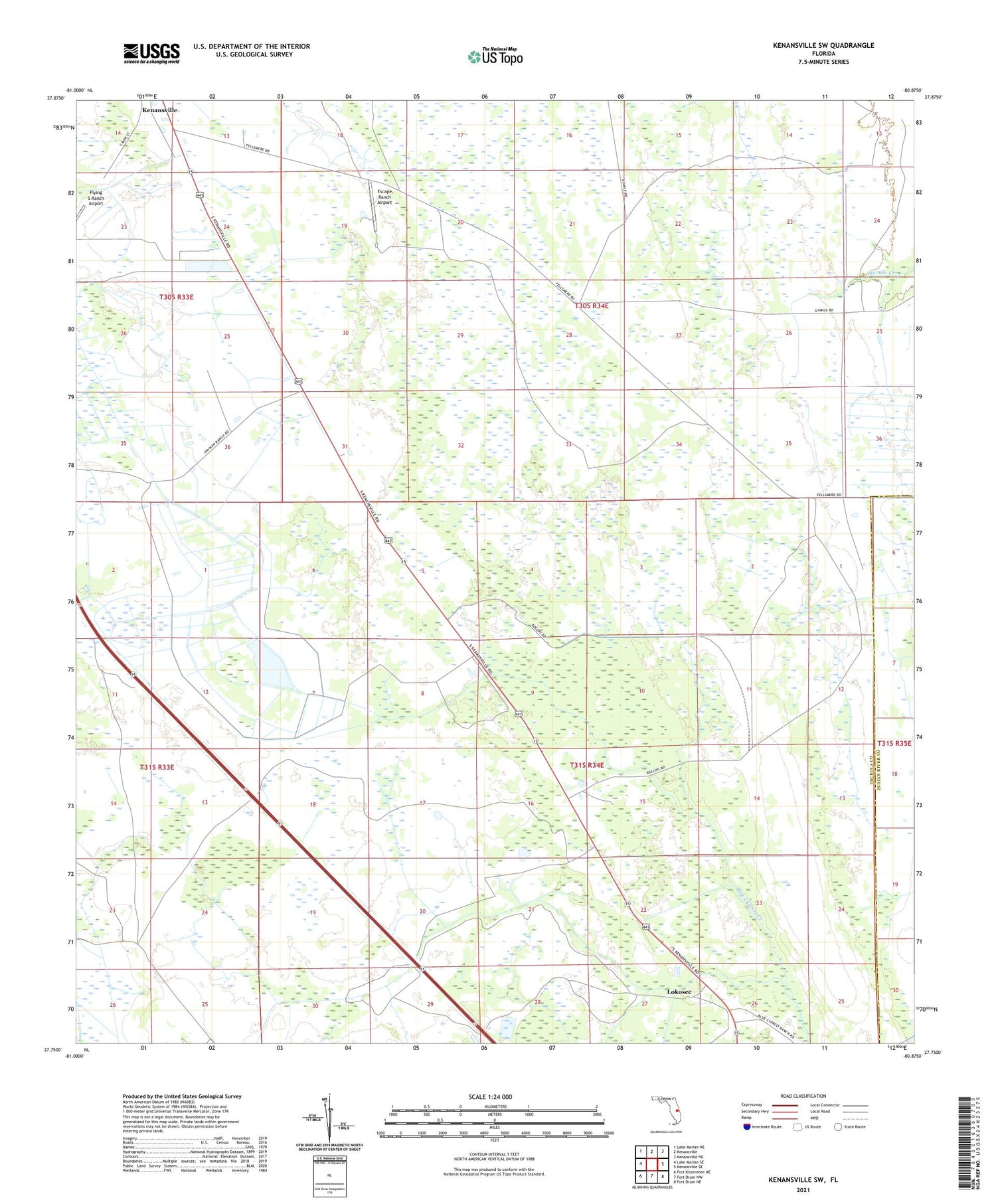 Kenansville SW Florida US Topo Map Image