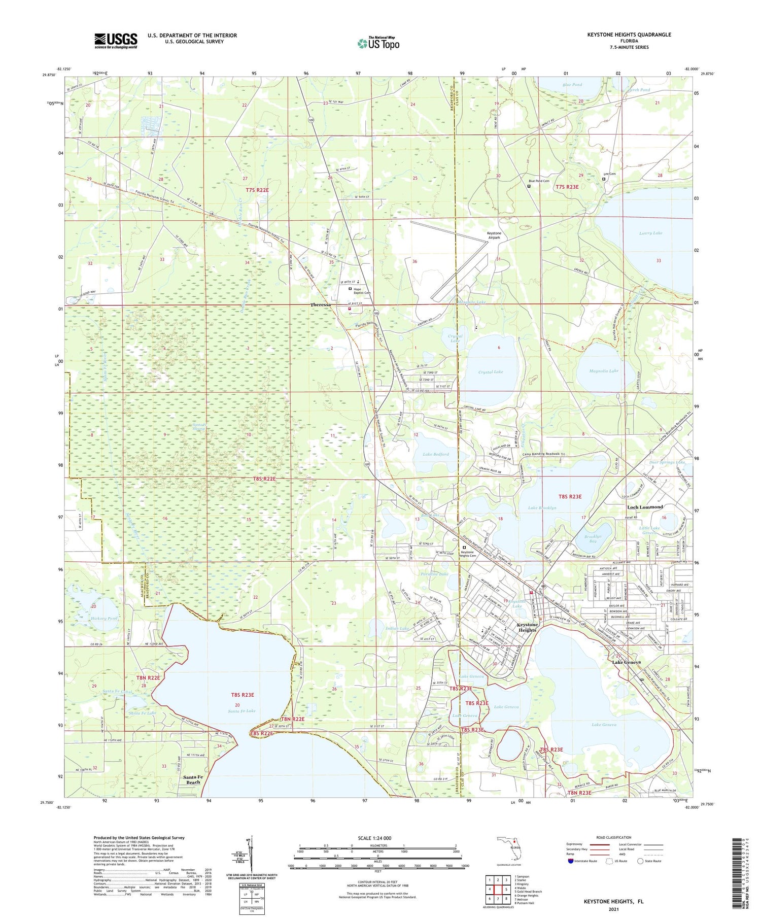 Keystone Heights Florida US Topo Map Image