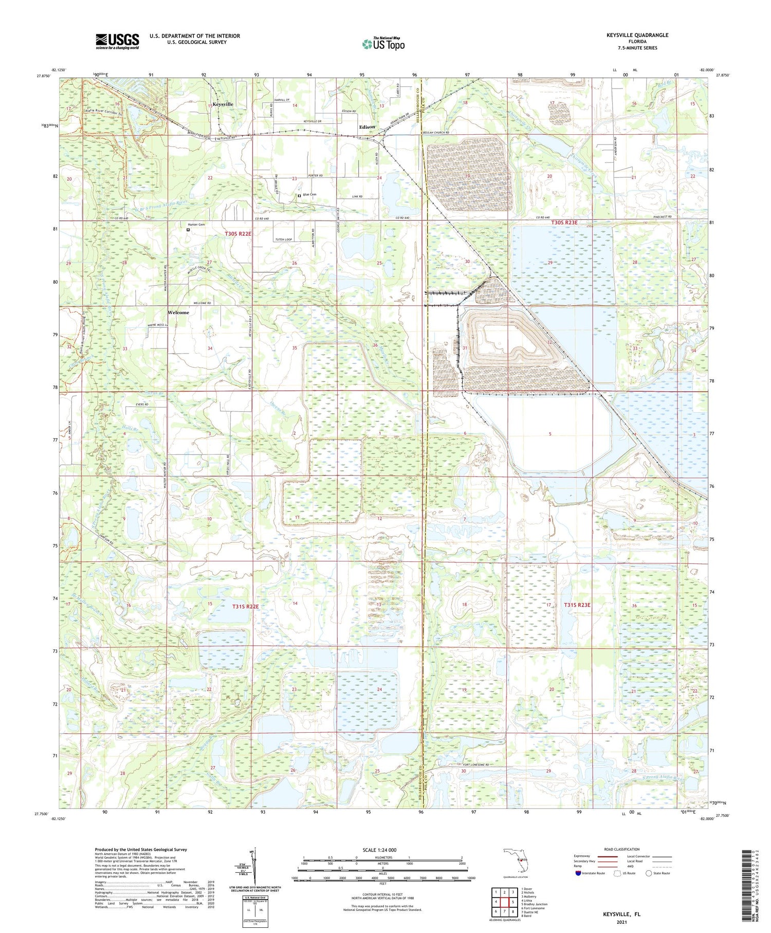 Keysville Florida US Topo Map Image