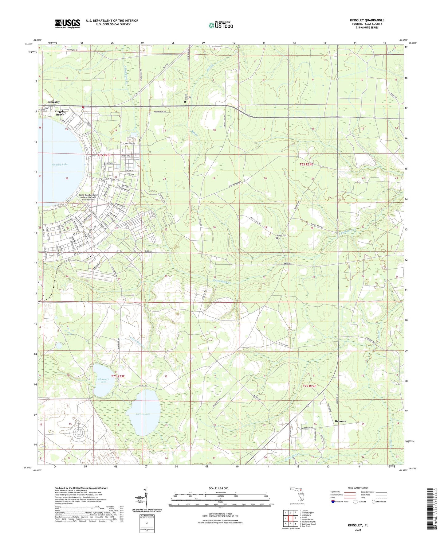 Kingsley Florida US Topo Map Image