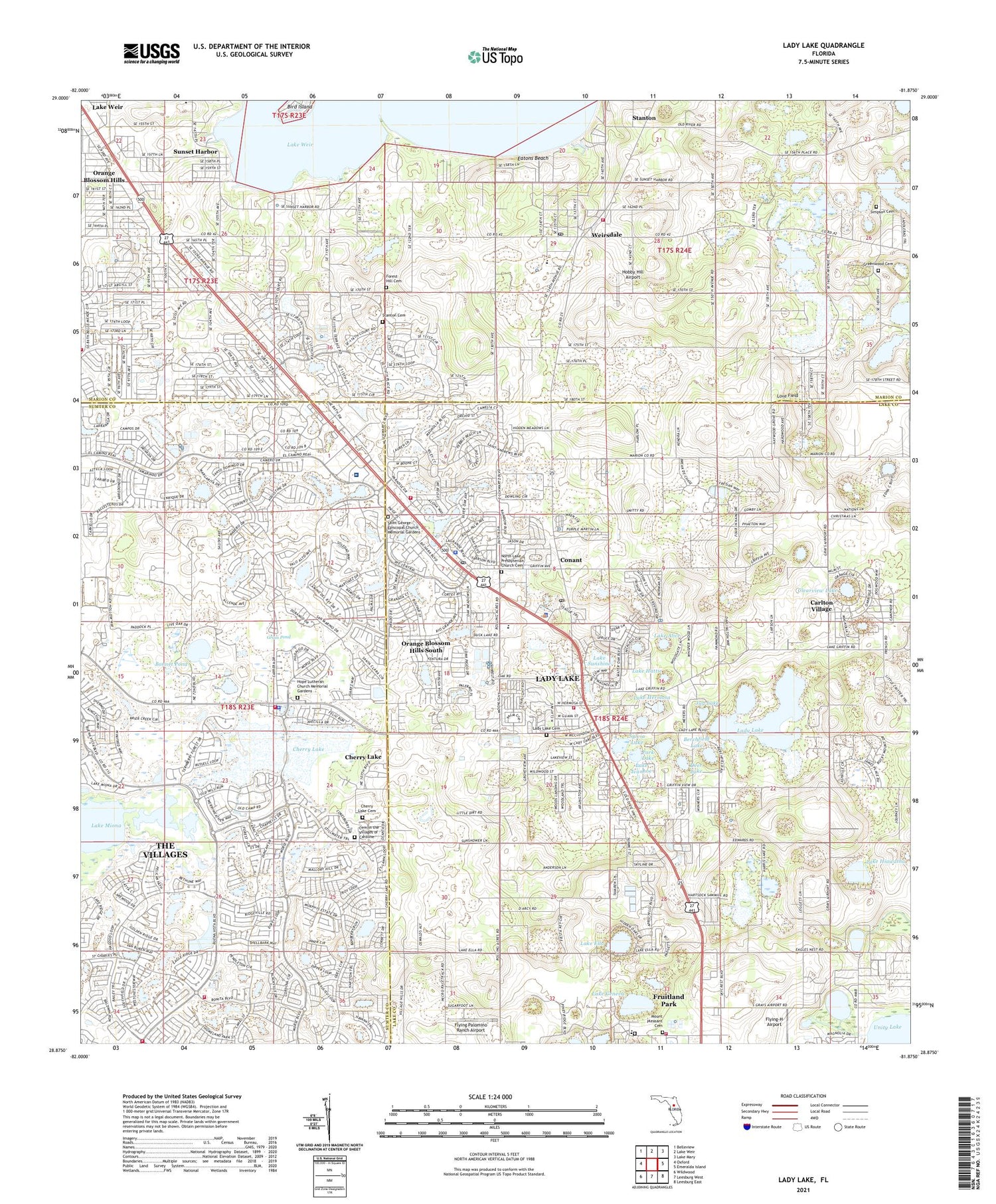 Lady Lake Florida US Topo Map Image