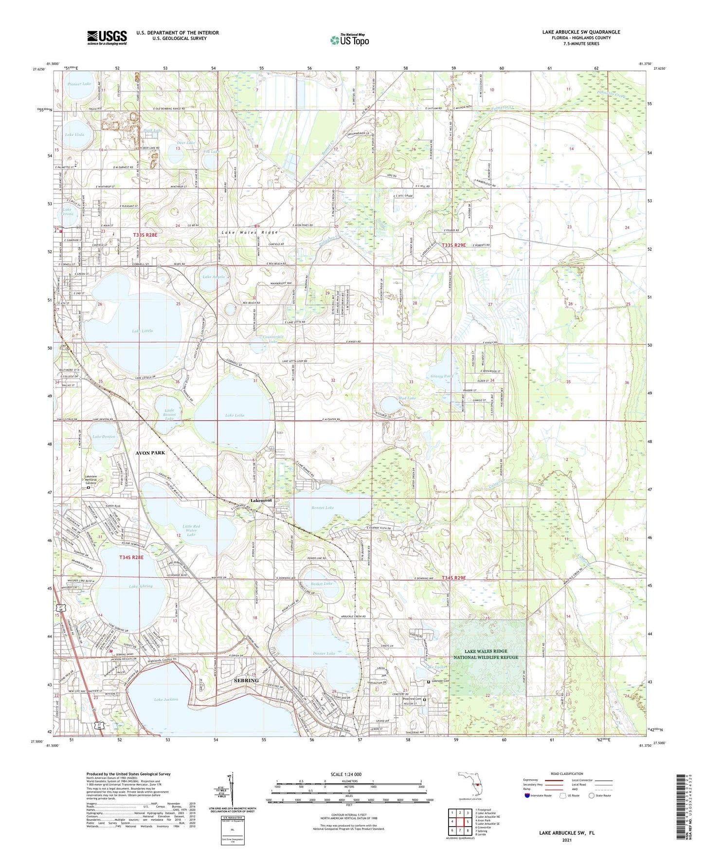 Lake Arbuckle SW Florida US Topo Map Image