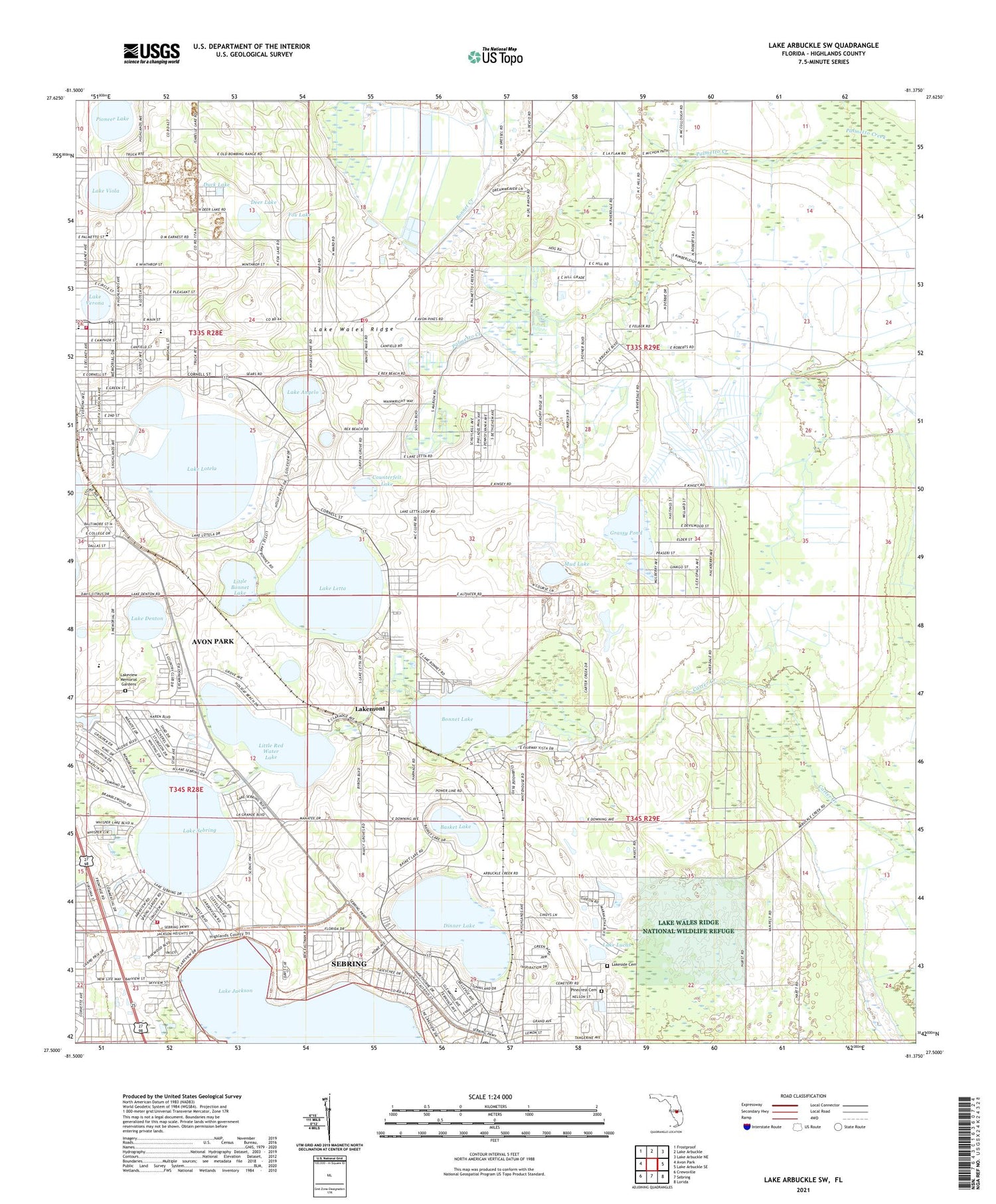 Lake Arbuckle SW Florida US Topo Map Image
