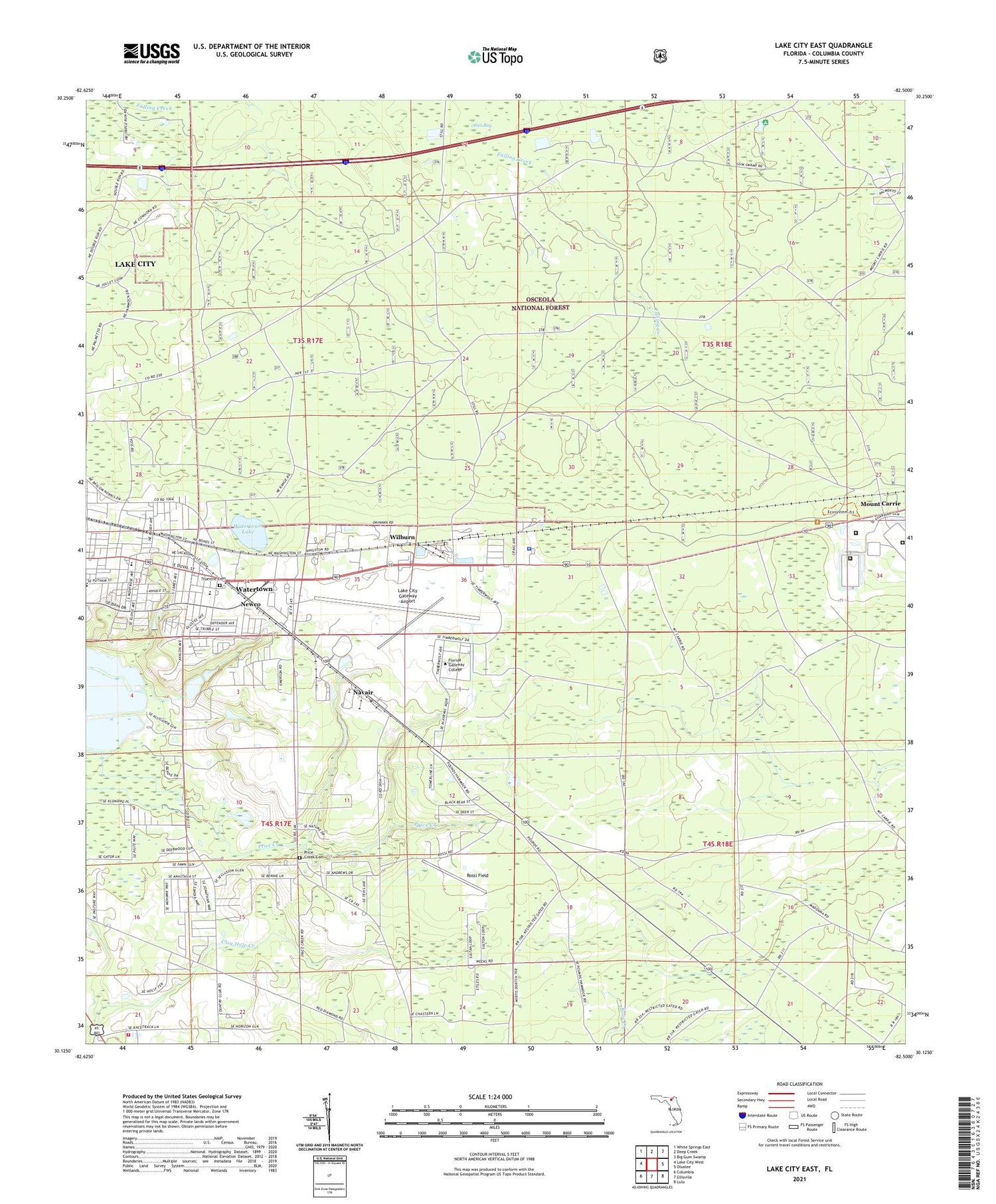 Lake City East Florida US Topo Map Image