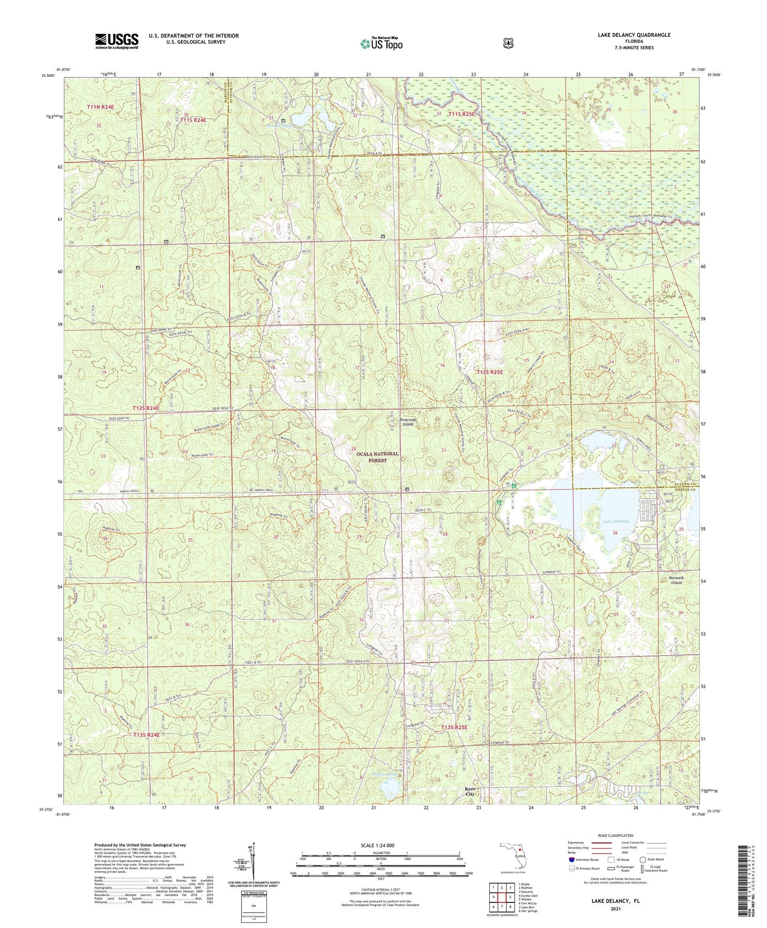 Lake Delancy Florida US Topo Map Image