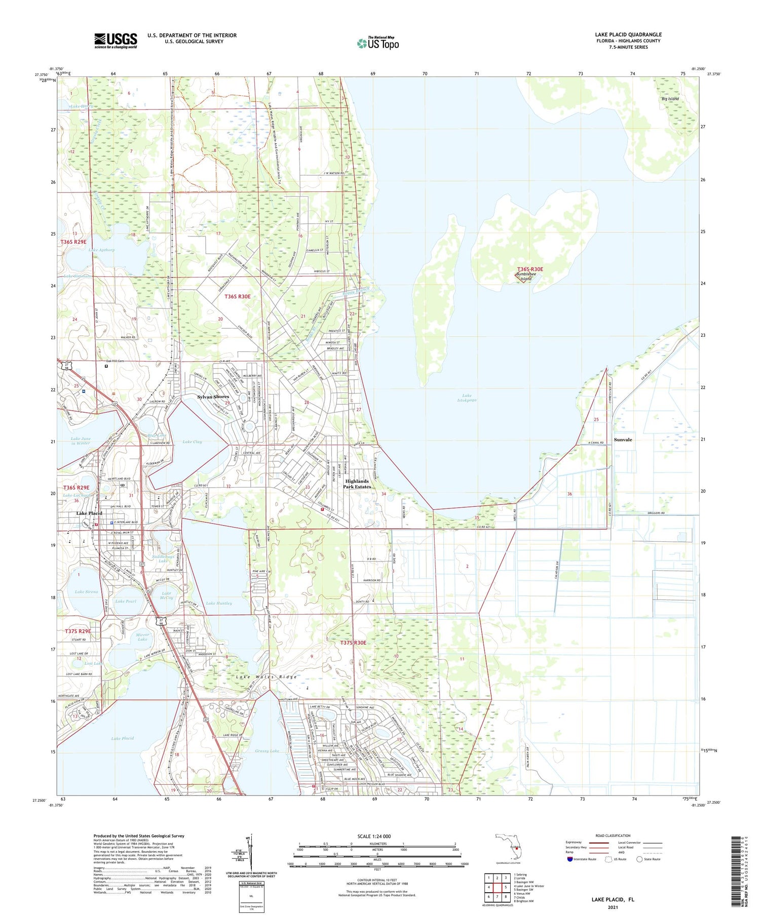 Lake Placid Florida US Topo Map Image