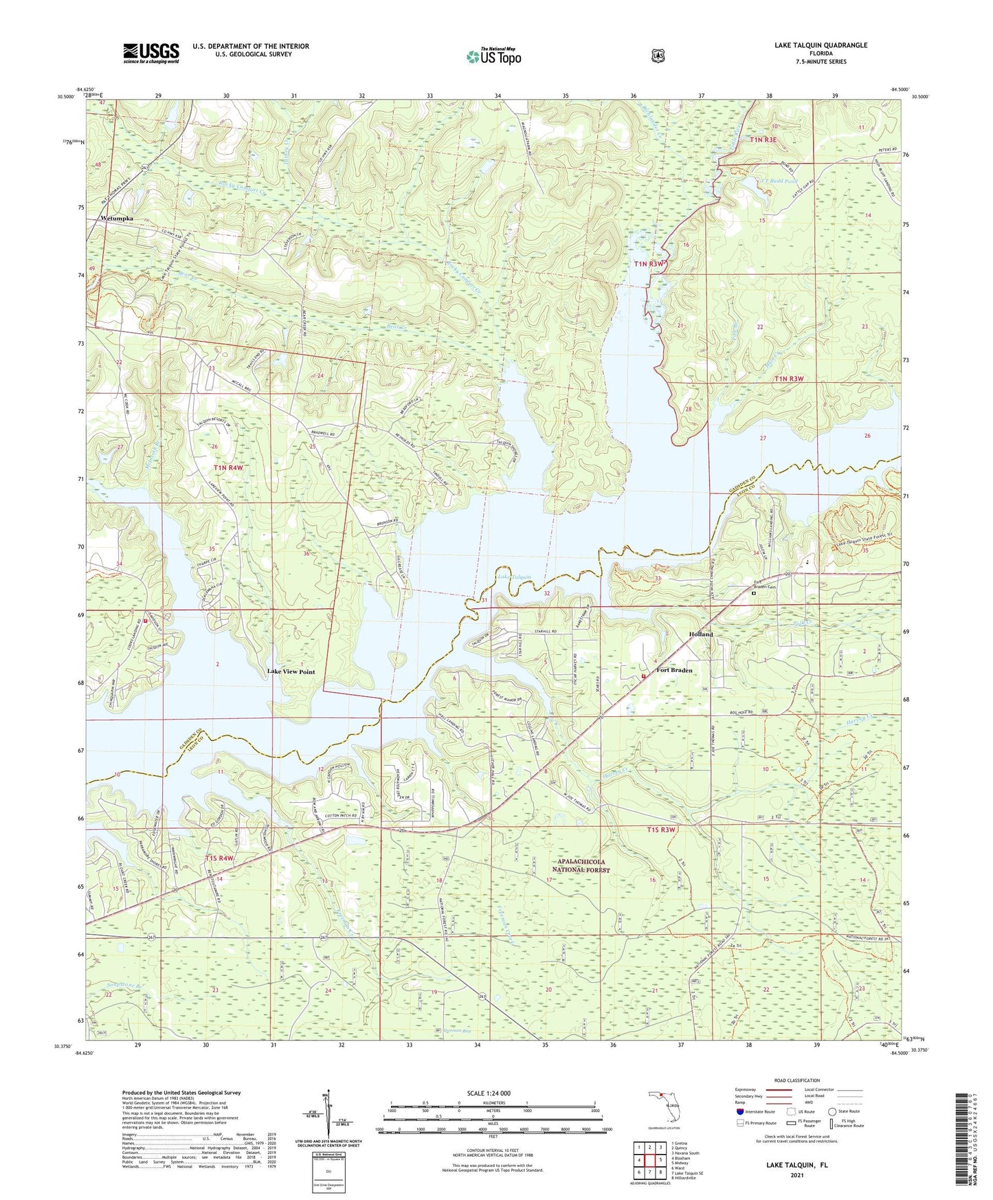 Lake Talquin Florida US Topo Map Image