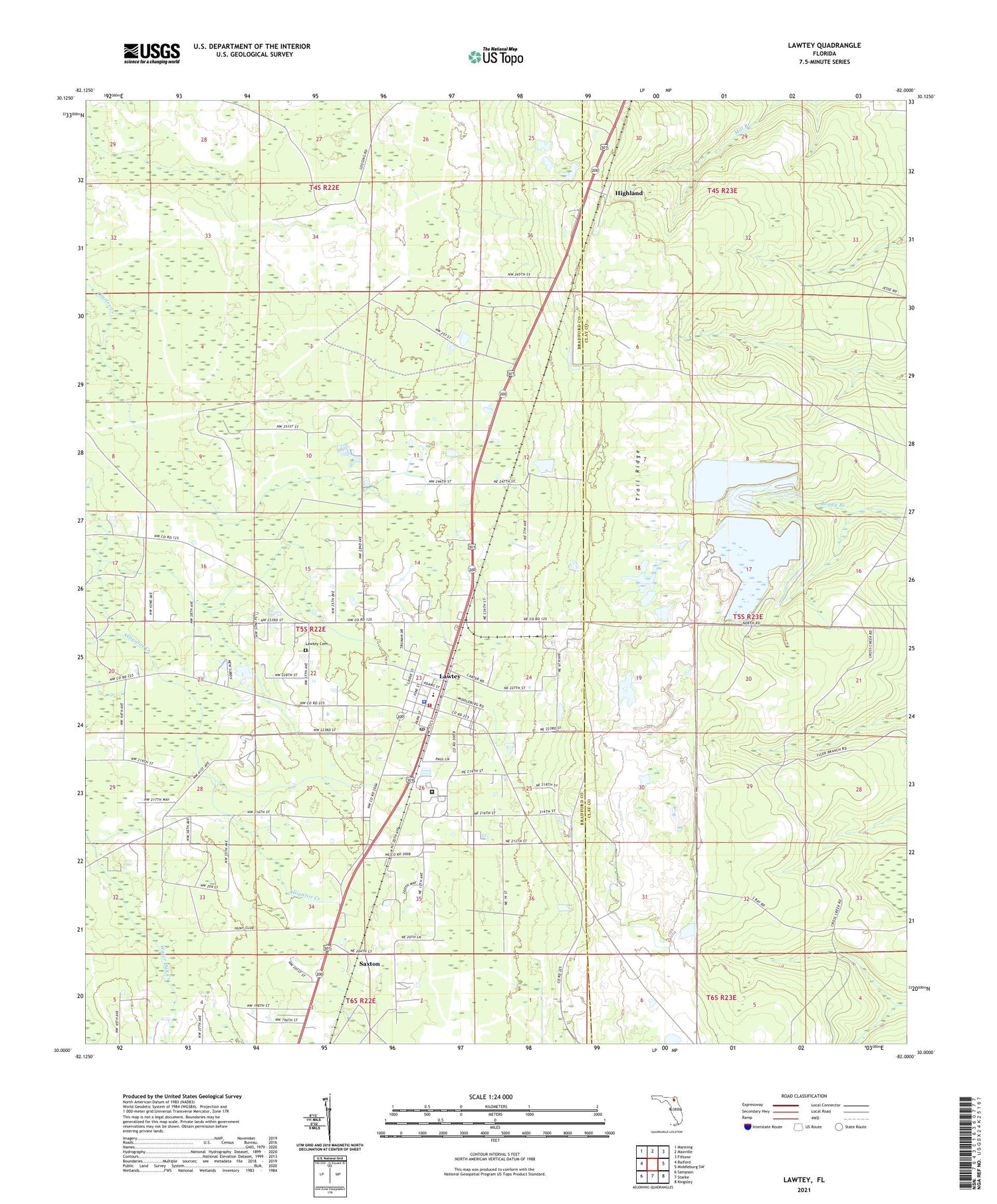 Lawtey Florida US Topo Map Image