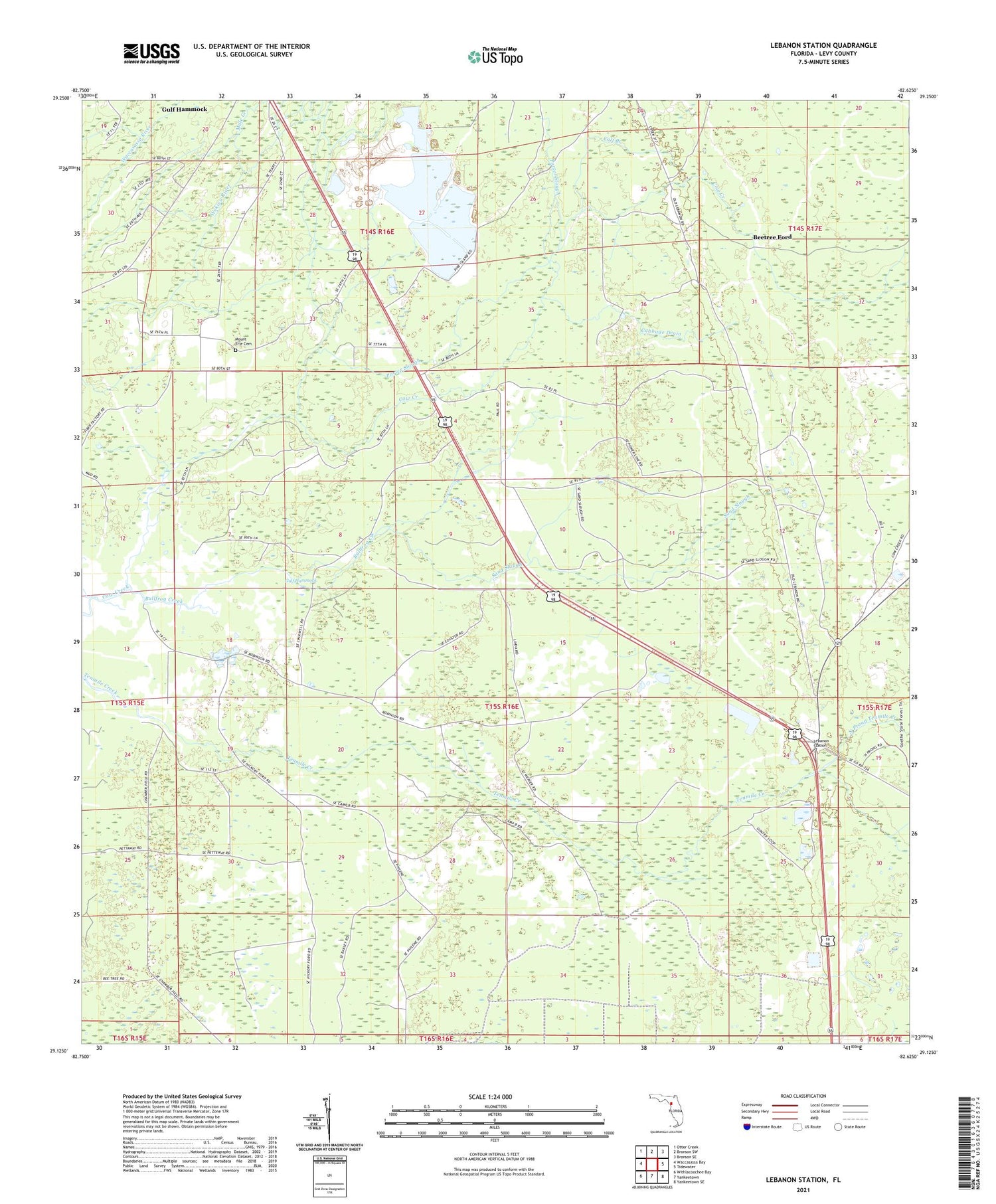 Lebanon Station Florida US Topo Map Image