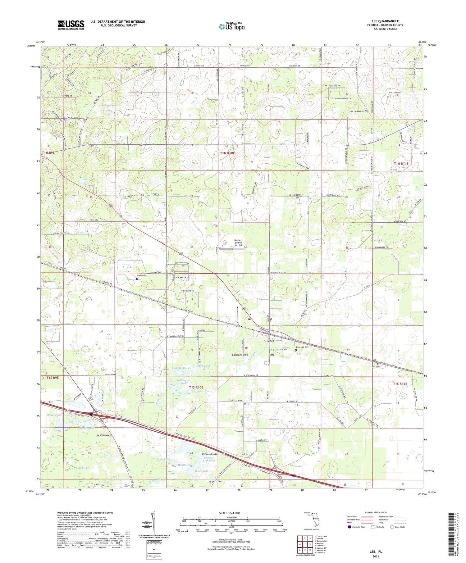 Lee Florida US Topo Map Image