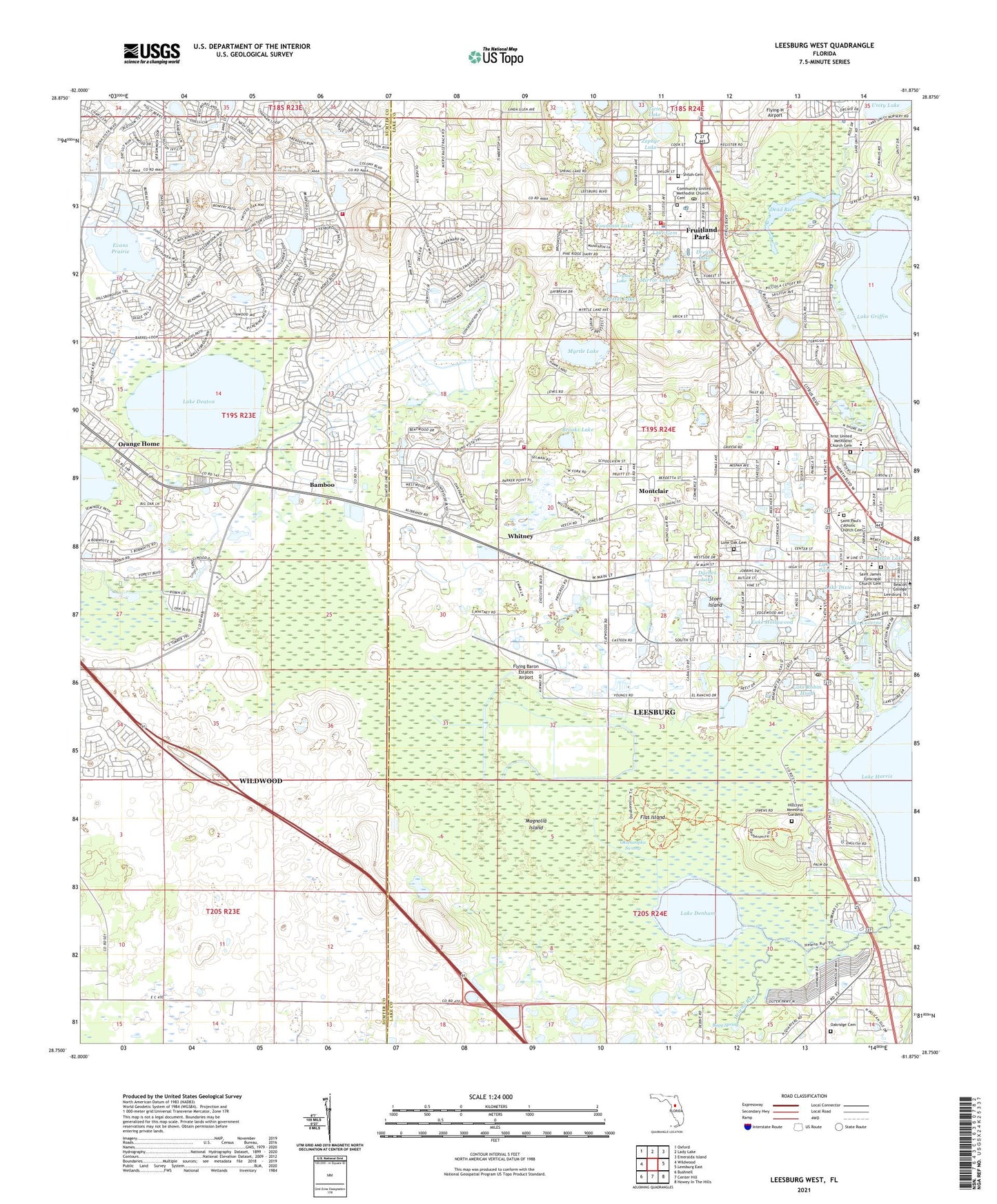Leesburg West Florida US Topo Map Image