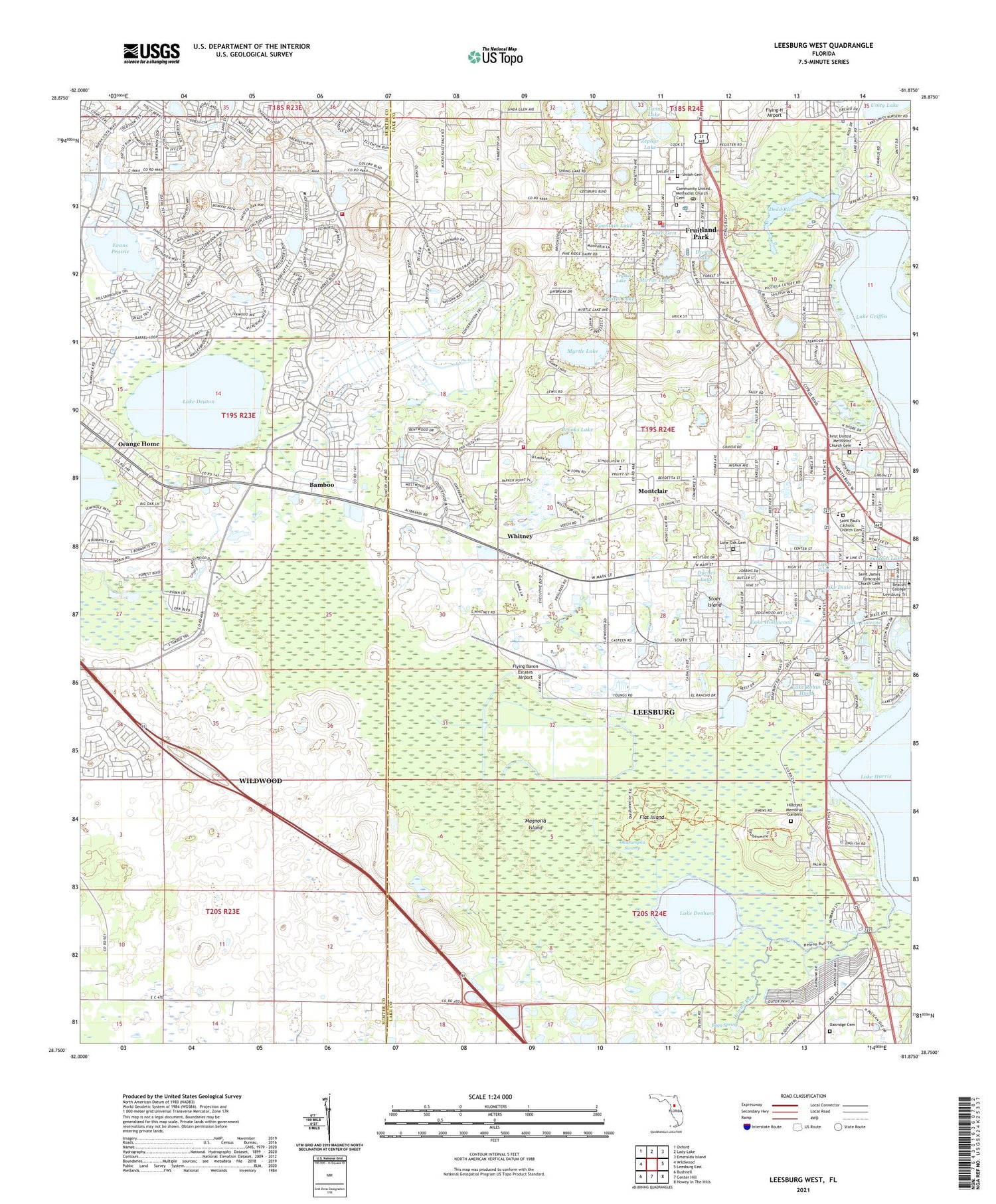 Leesburg West Florida US Topo Map Image