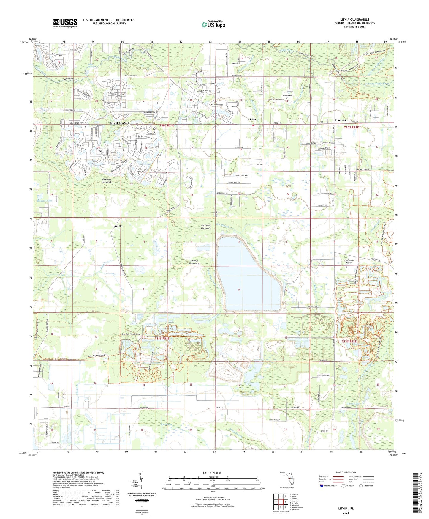 Lithia Florida US Topo Map Image