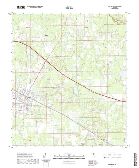 Live Oak East Florida US Topo Map Image
