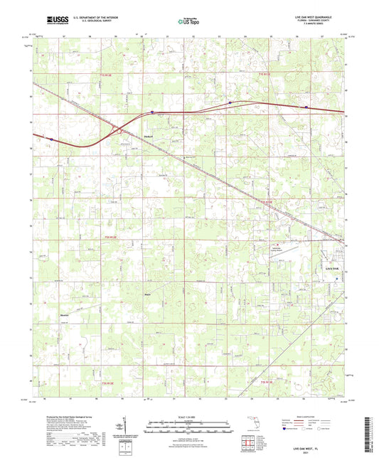 Live Oak West Florida US Topo Map Image