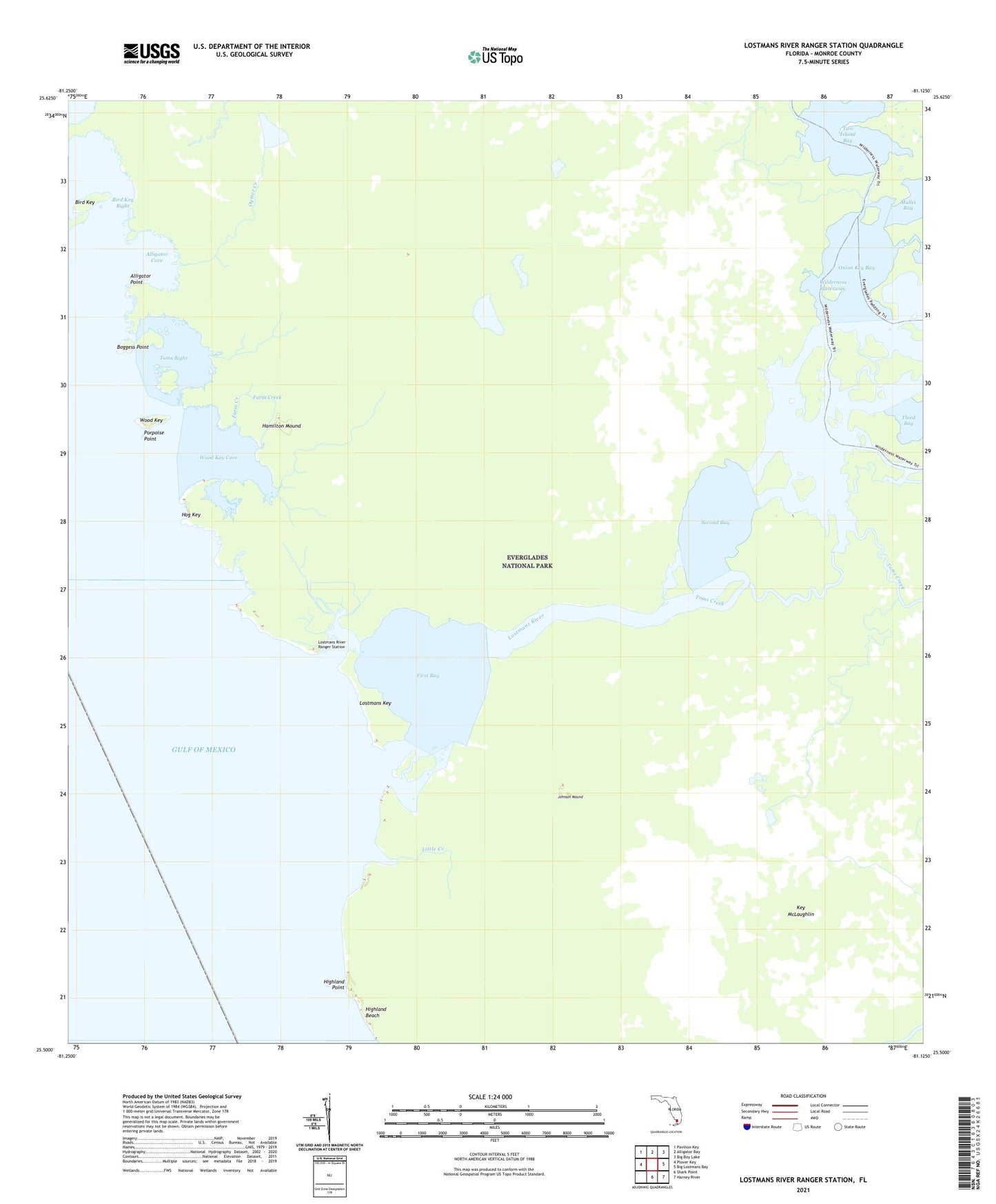 Lostmans River Ranger Station Florida US Topo Map Image