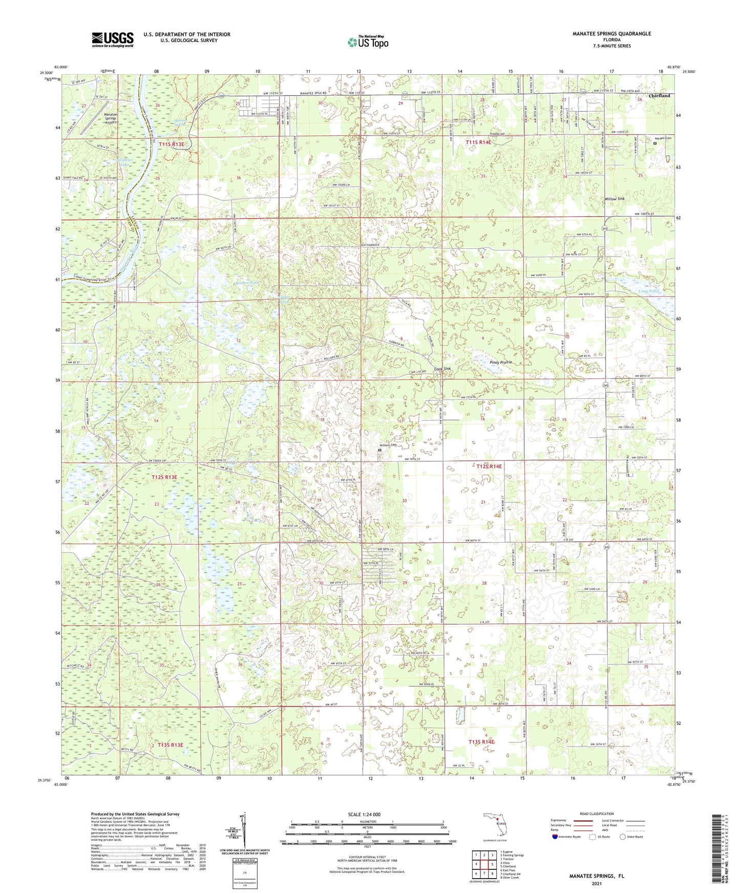 Manatee Springs Florida US Topo Map Image
