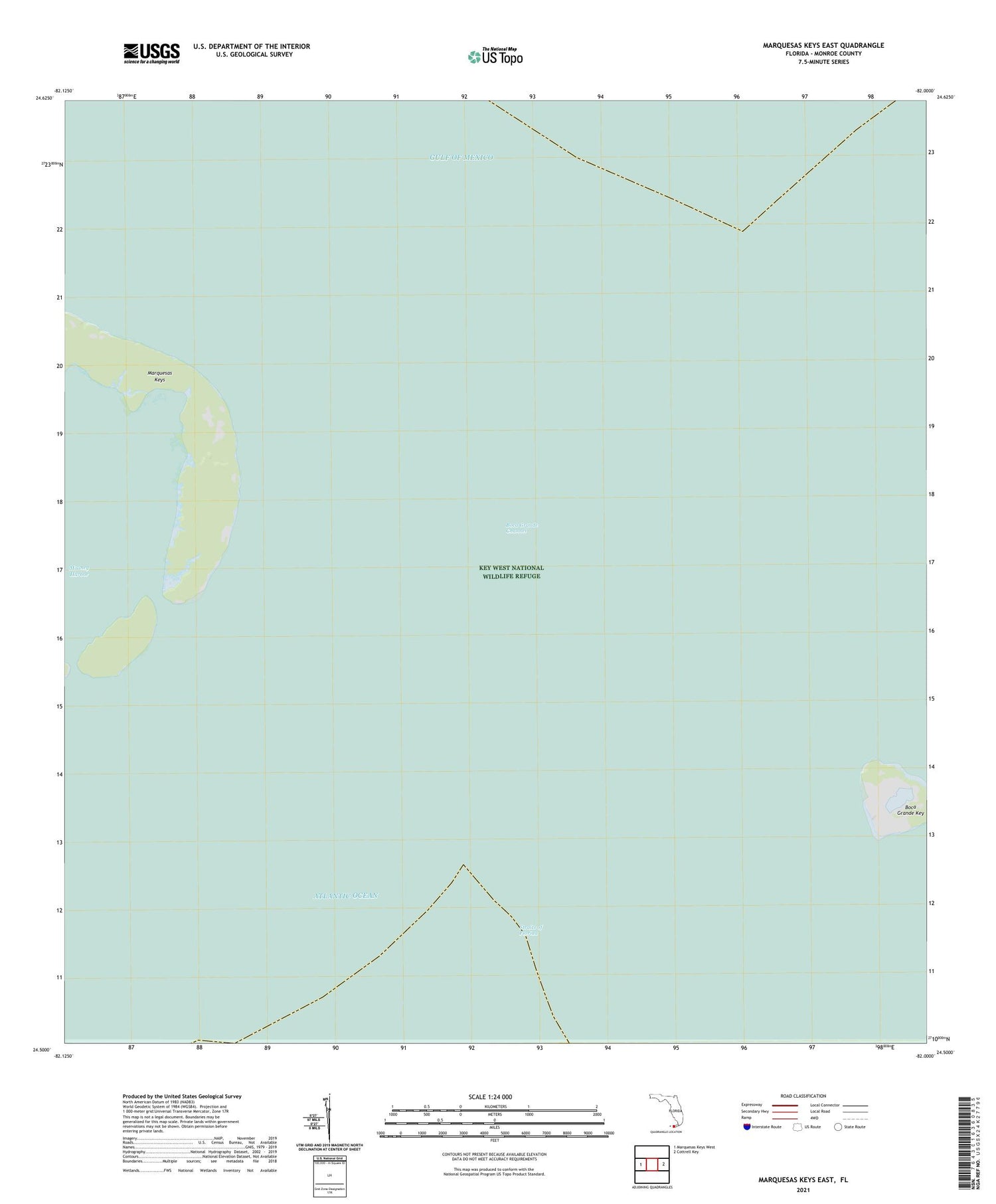 Marquesas Keys East Florida US Topo Map Image