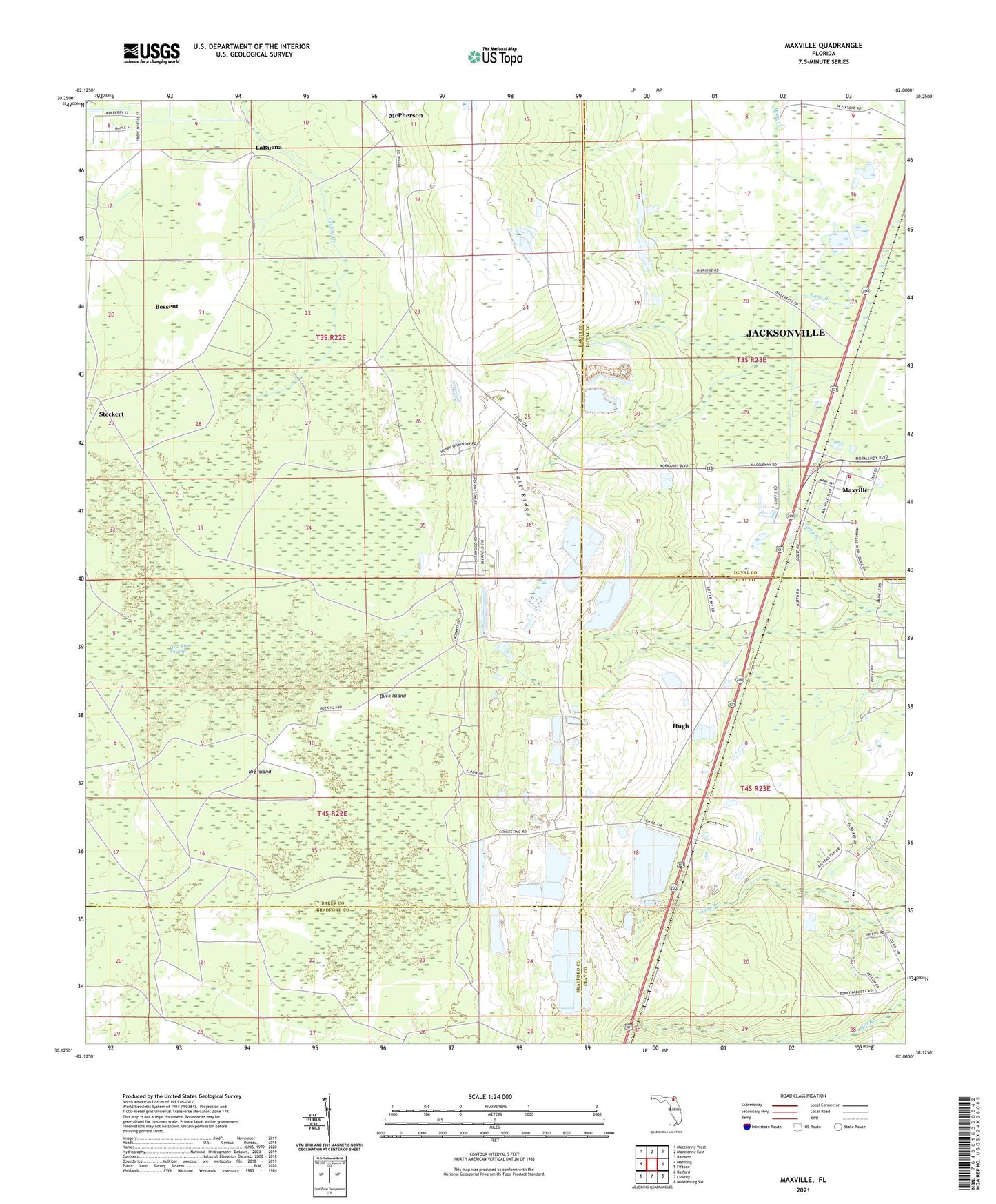 Maxville Florida US Topo Map Image
