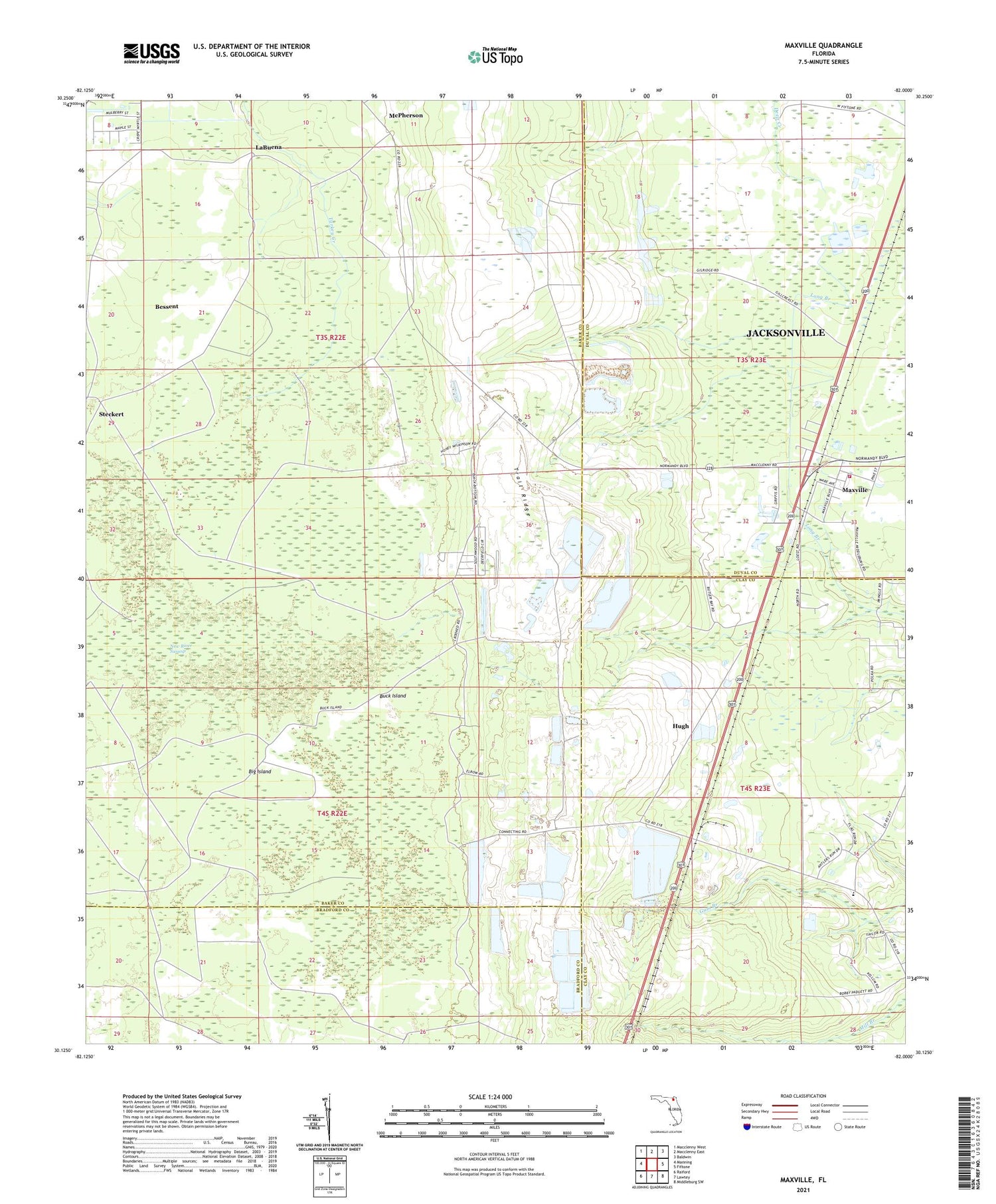 Maxville Florida US Topo Map Image