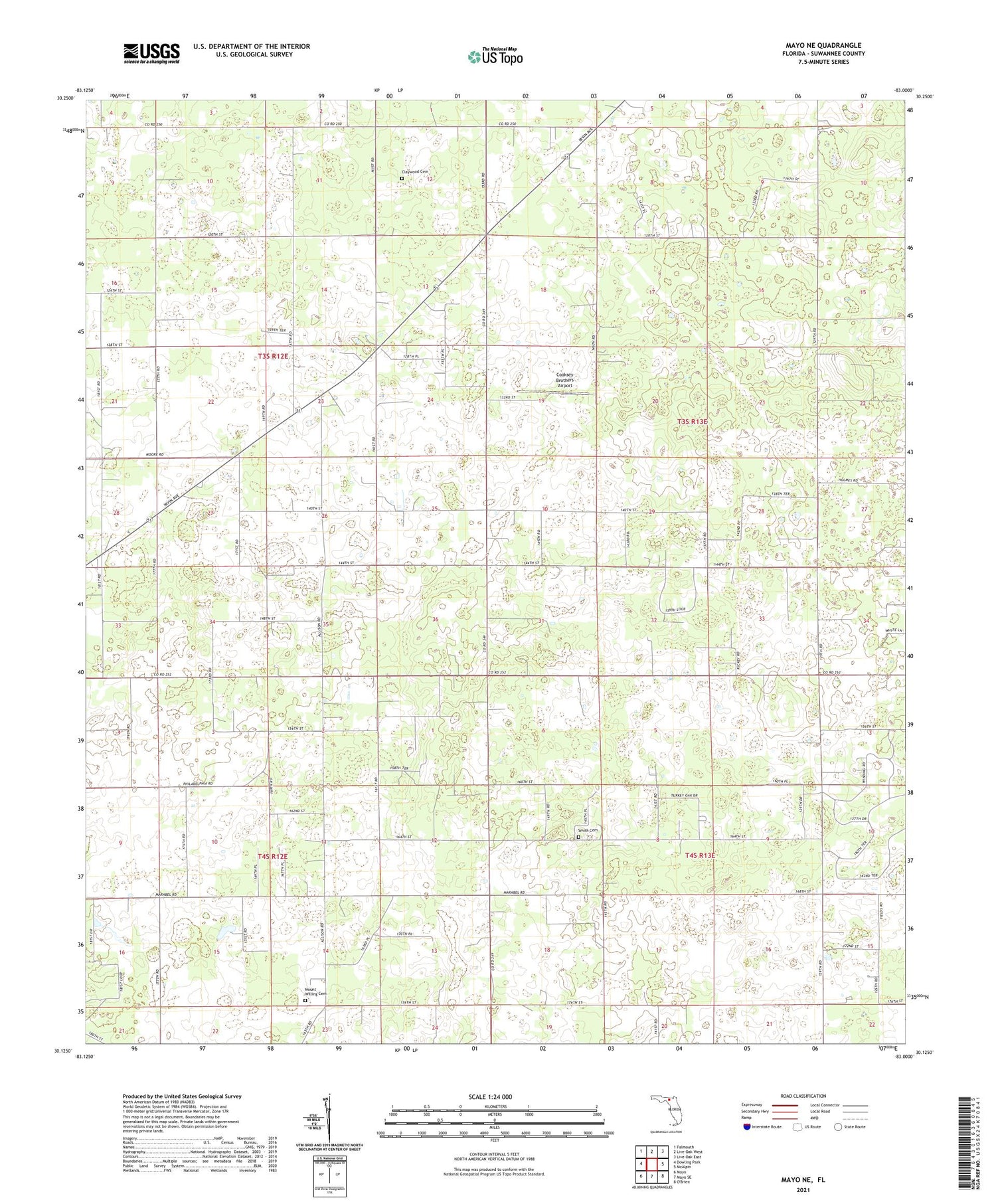 Mayo NE Florida US Topo Map Image