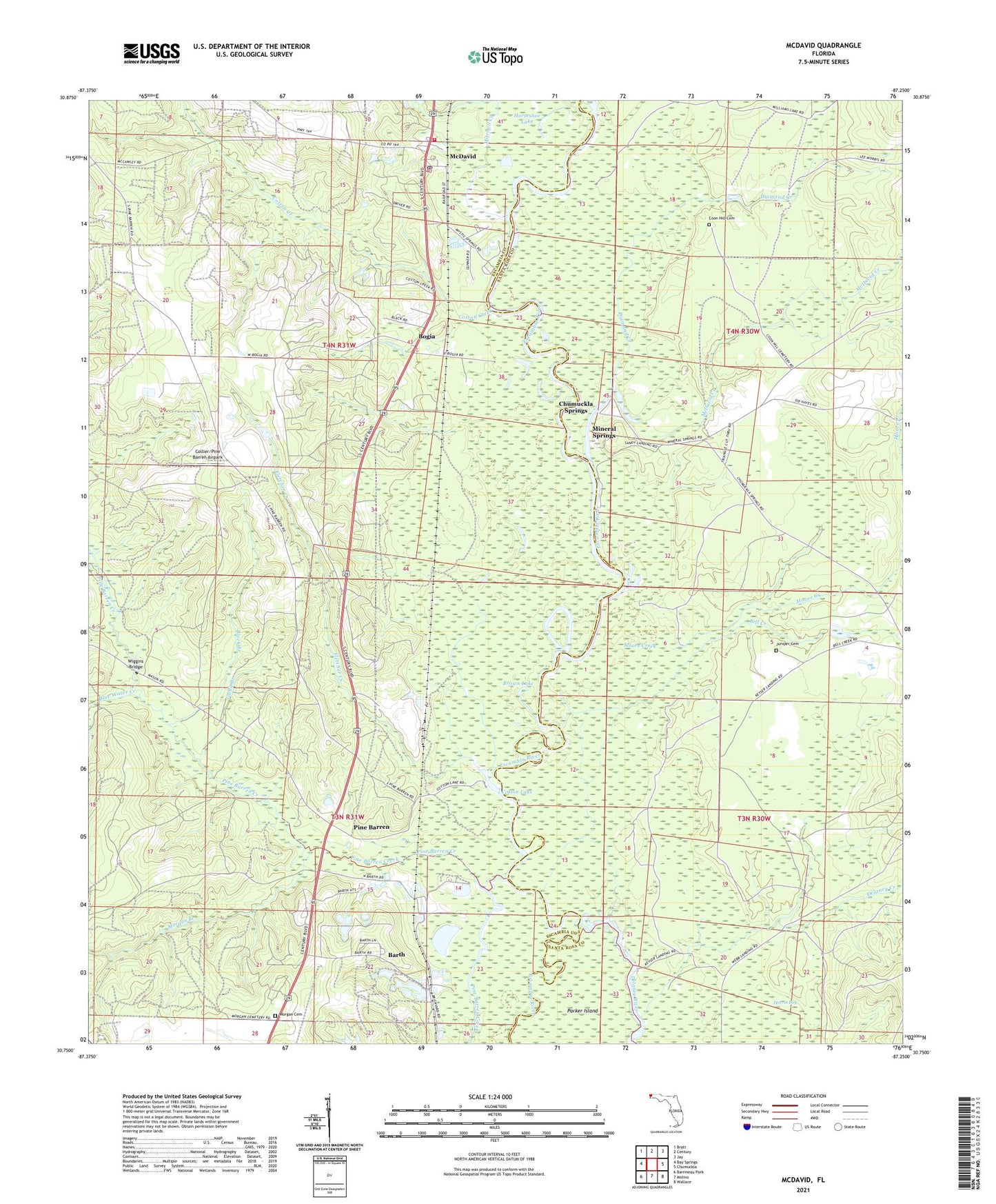 McDavid Florida US Topo Map Image