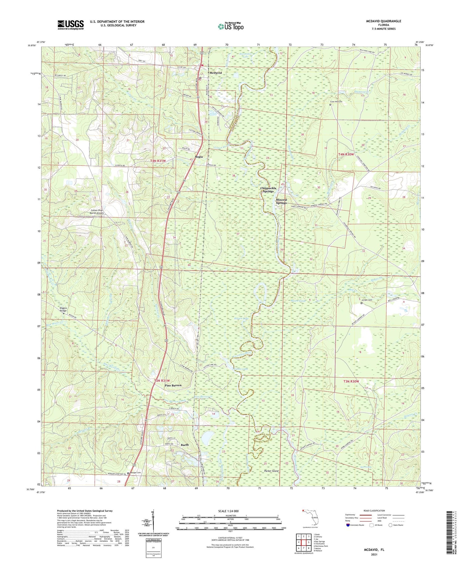 McDavid Florida US Topo Map Image