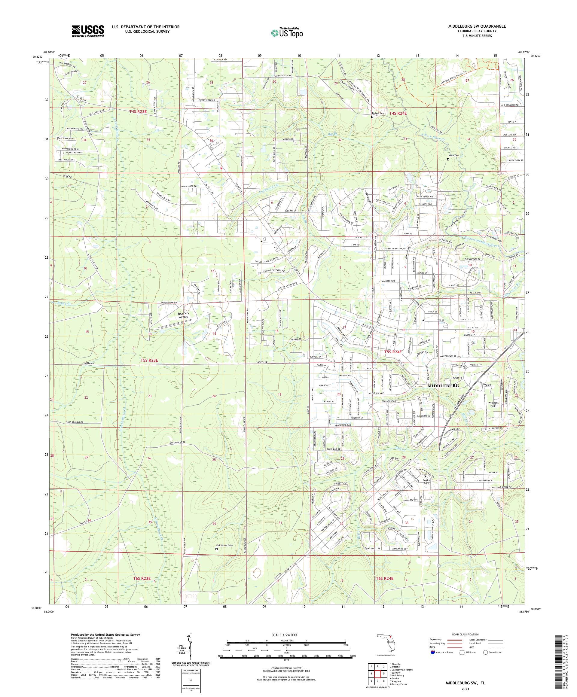 Middleburg SW Florida US Topo Map – MyTopo Map Store