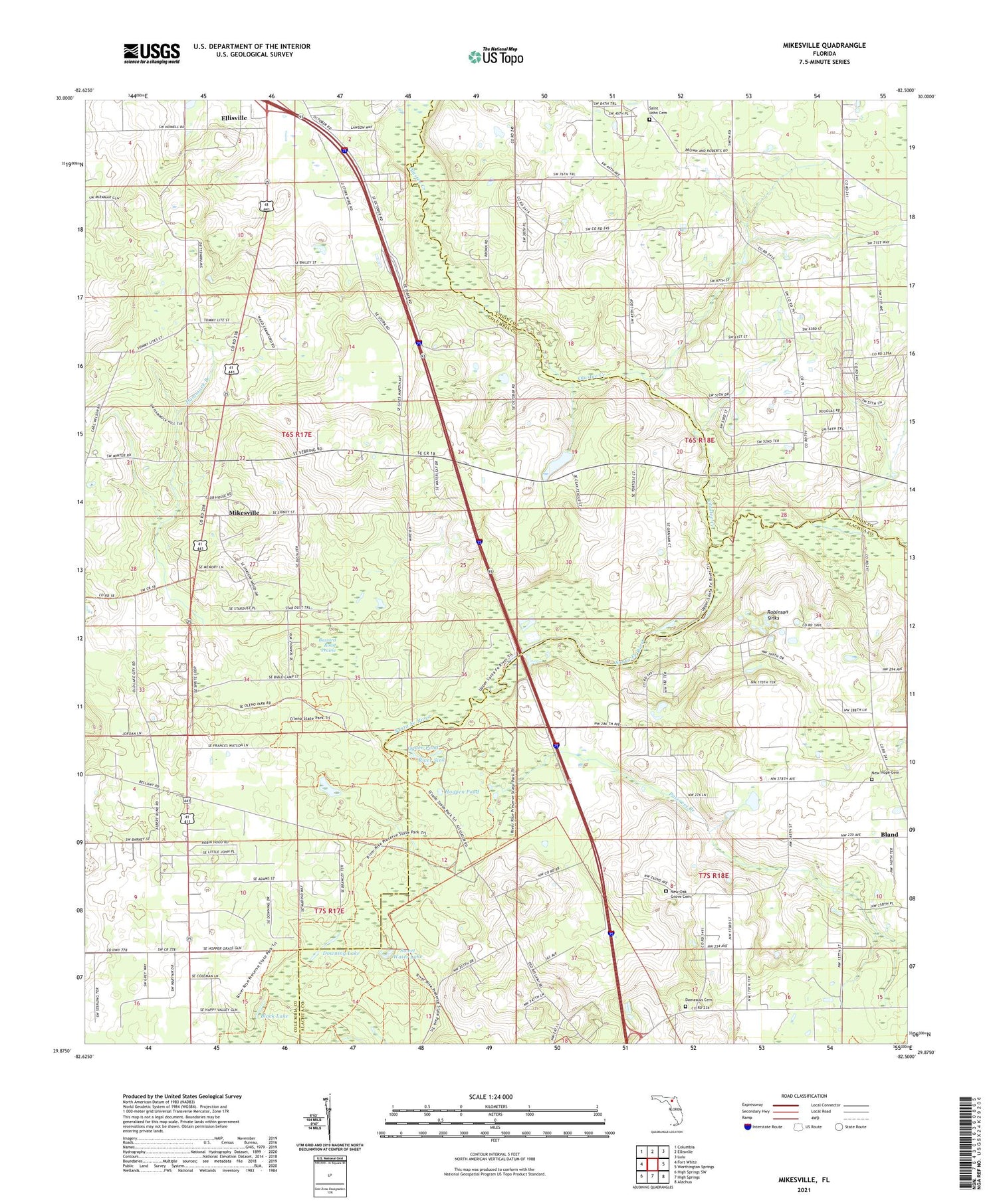 Mikesville Florida US Topo Map Image