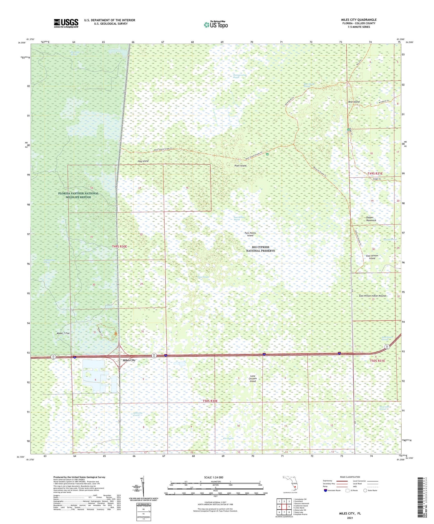 Miles City Florida US Topo Map Image