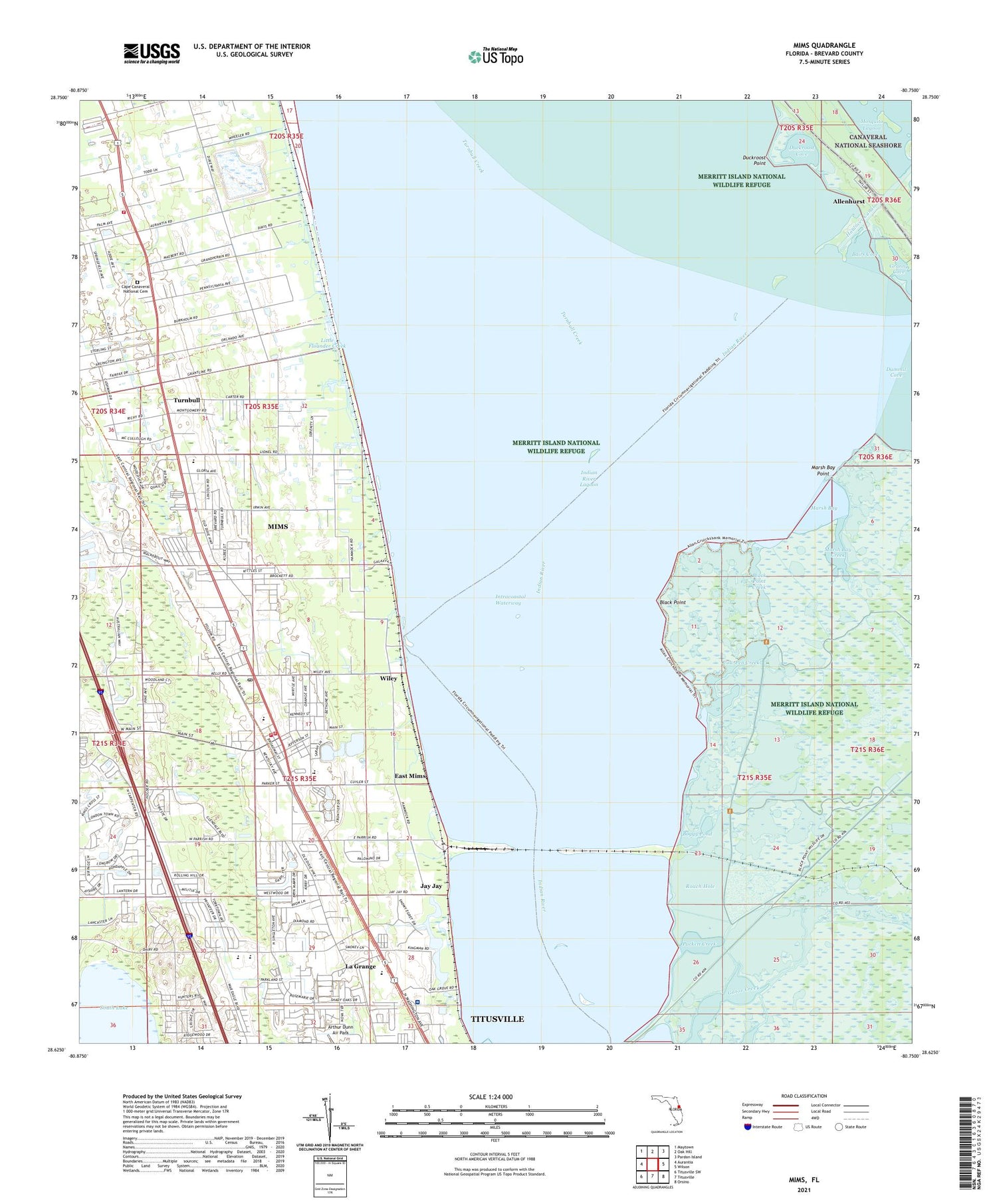 Mims Florida US Topo Map Image