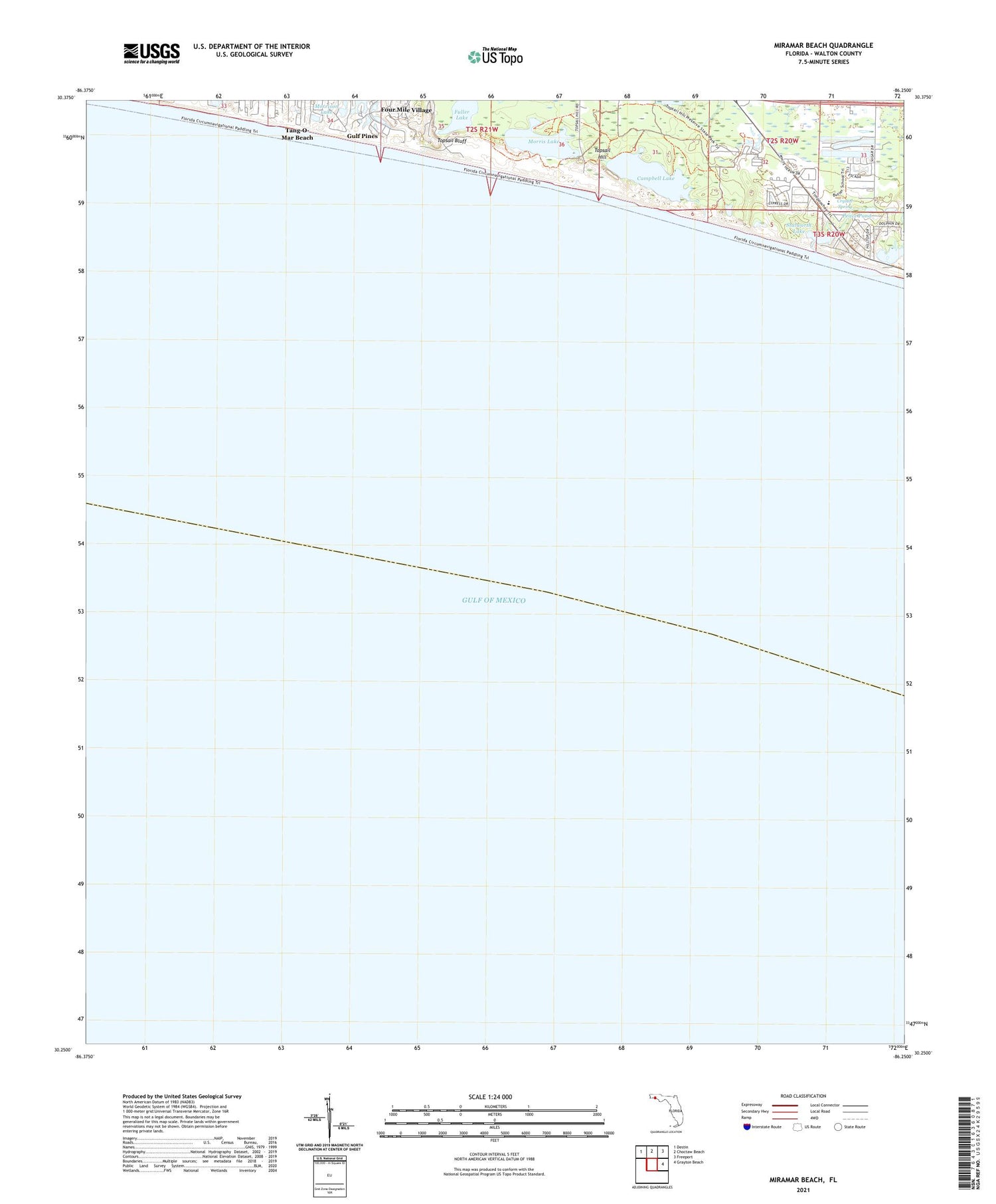 Miramar Beach Florida US Topo Map Image