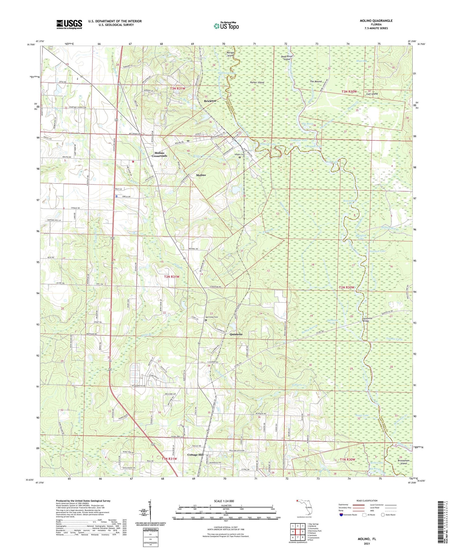 Molino Florida US Topo Map Image