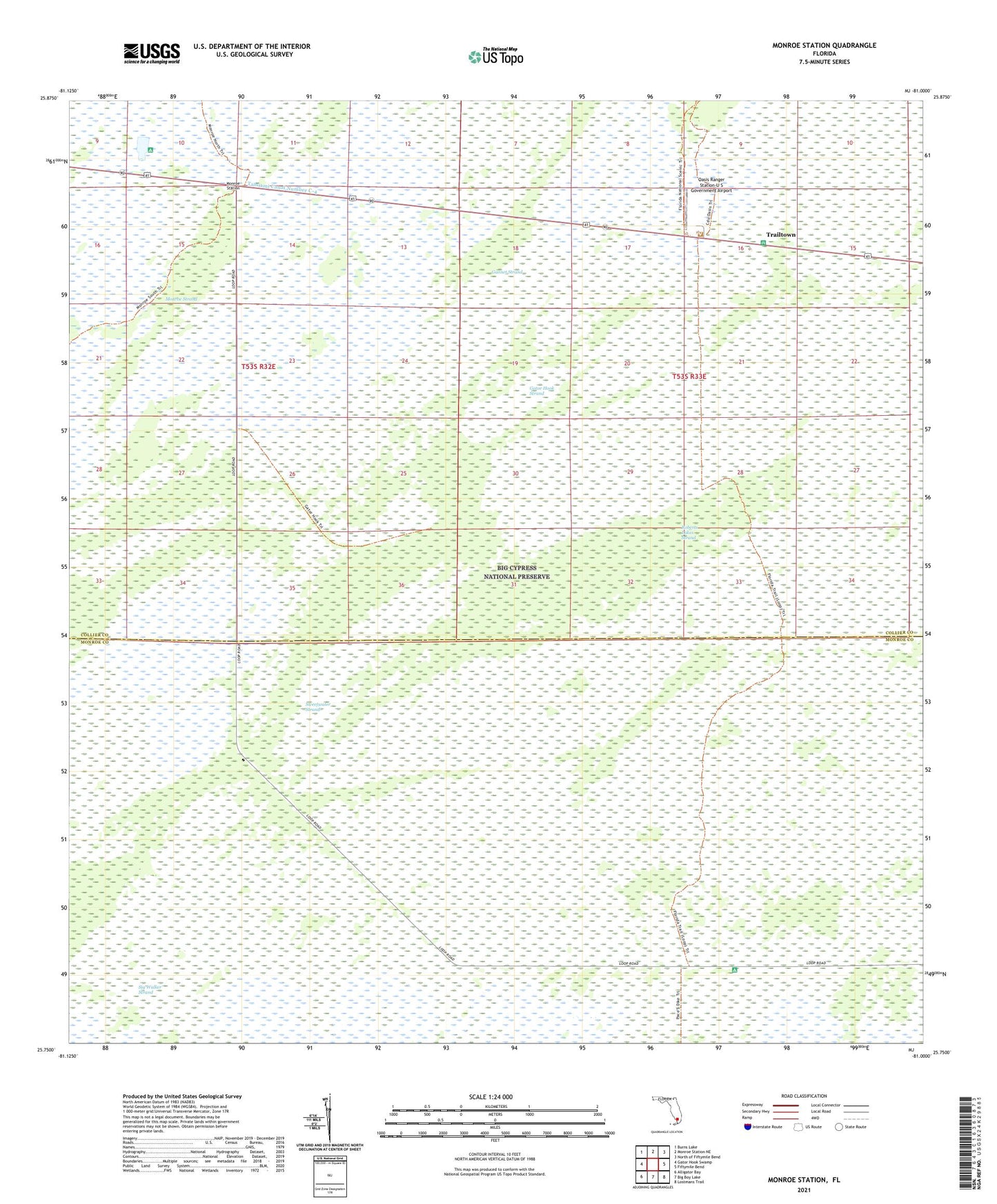 Monroe Station Florida US Topo Map Image