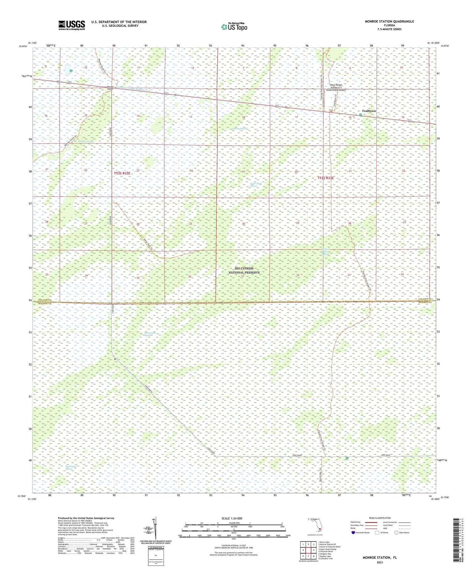 Monroe Station Florida US Topo Map Image
