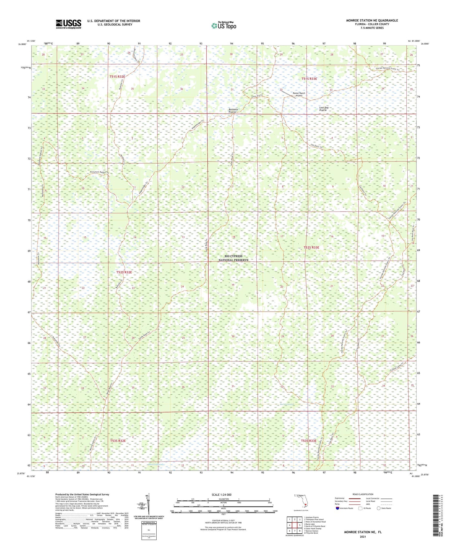 Monroe Station NE Florida US Topo Map Image