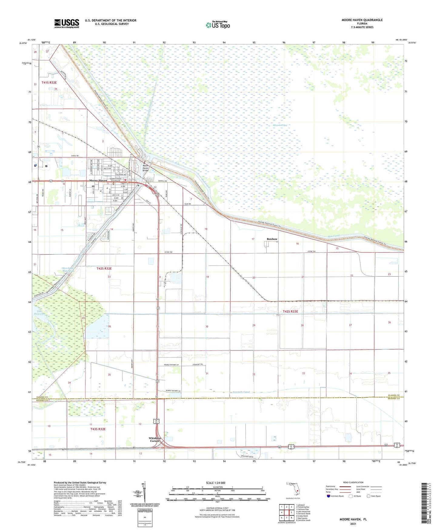 Moore Haven Florida US Topo Map Image